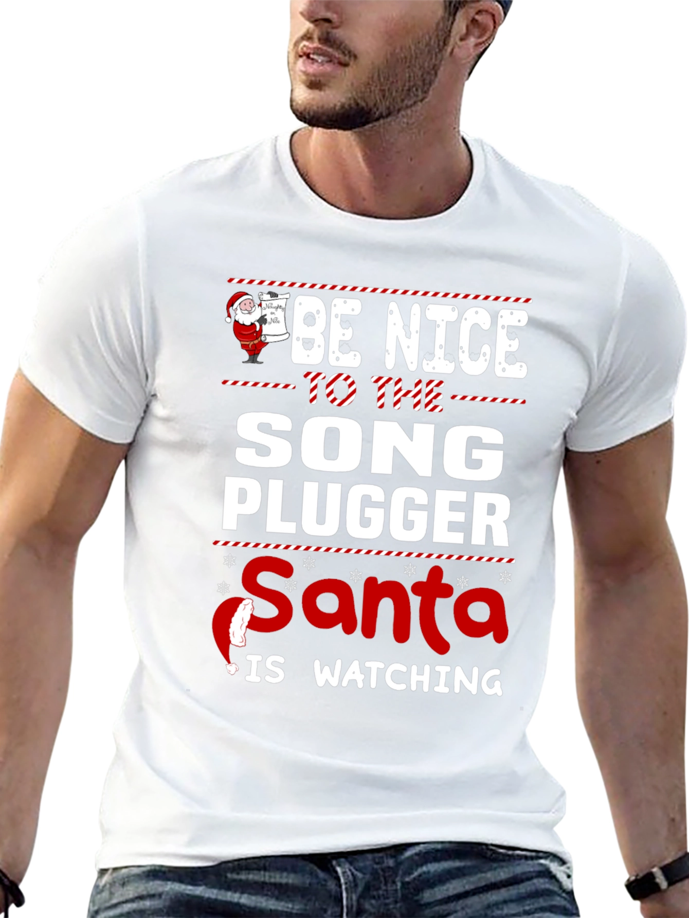 Be Nice To The Song Plugger Santa T-Shirt