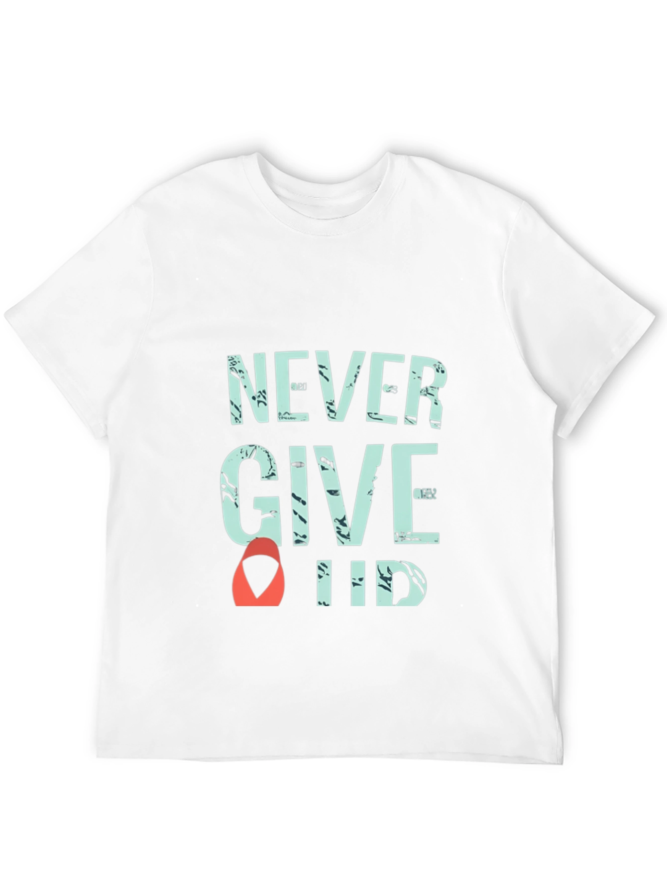 Never Give Up Graphic Print Crew Neck T-Shirt
