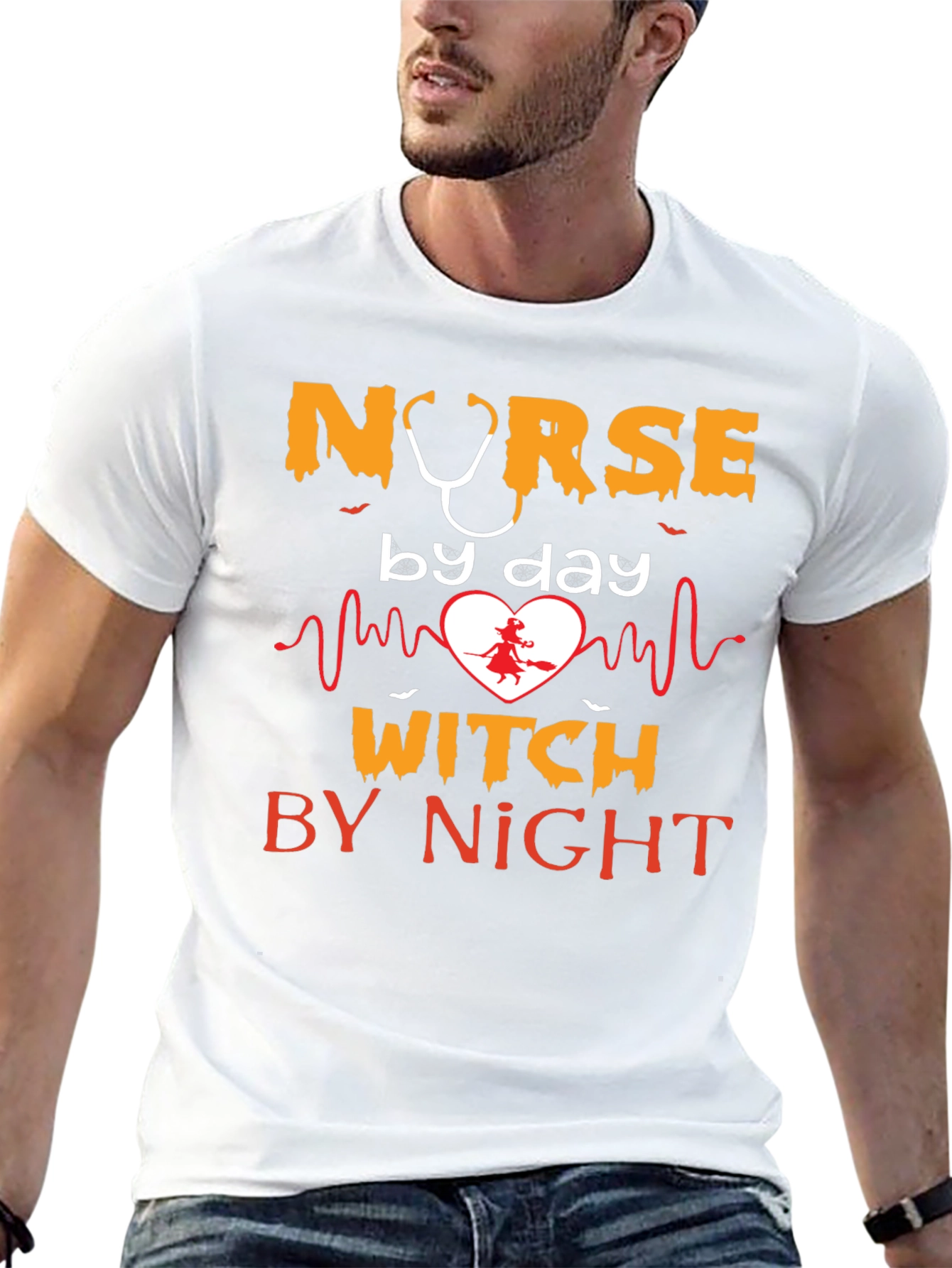 Nurse by Day Witch by Night Halloween Graphic Tee