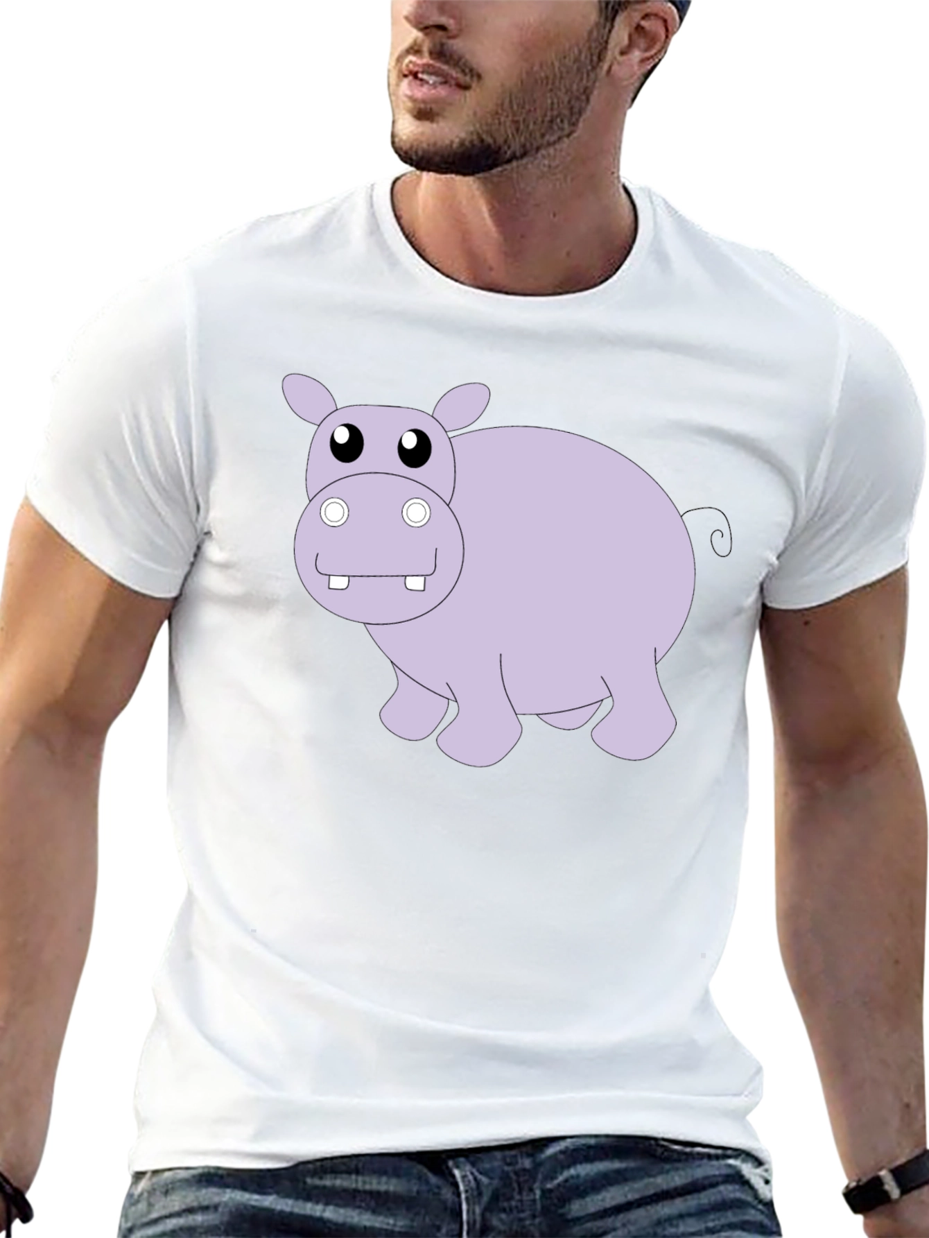 Hippo Graphic Tee - Black Cotton Casual Shirt