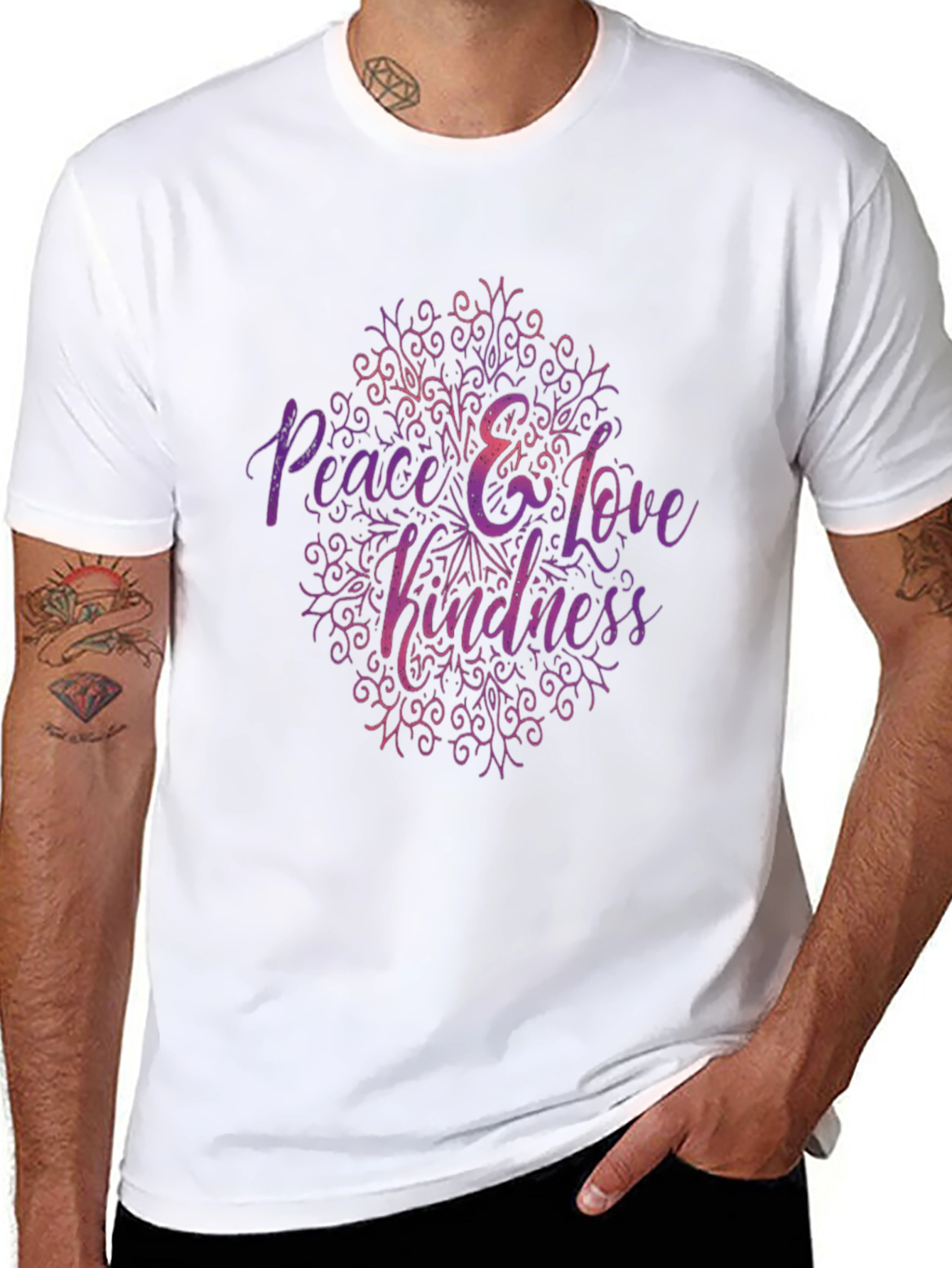 Peace Love Kindness Graphic Tee - Black Casual T-Shirt