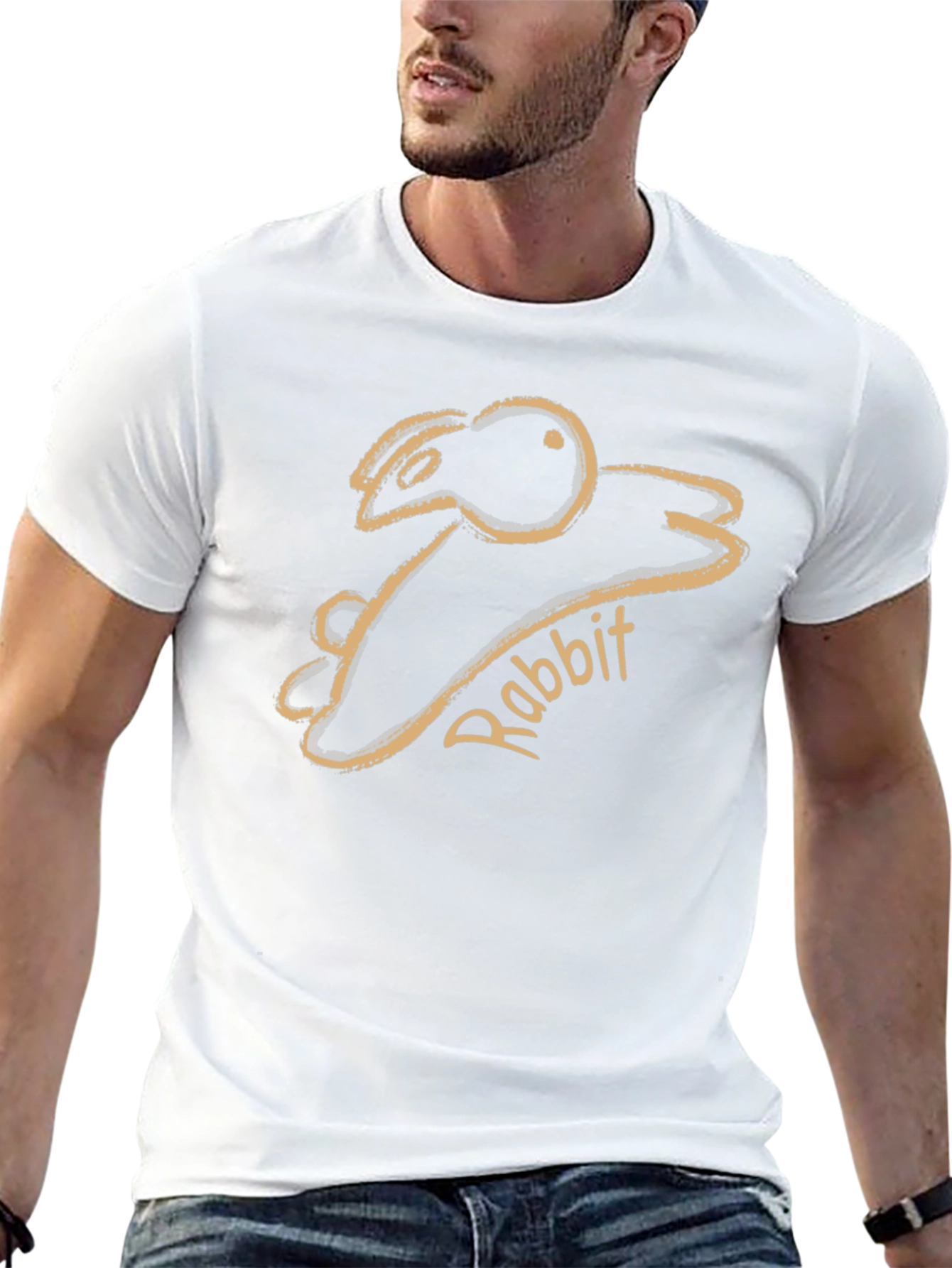 Rabbit Sketch Graphic Tee - Unisex Black T-Shirt