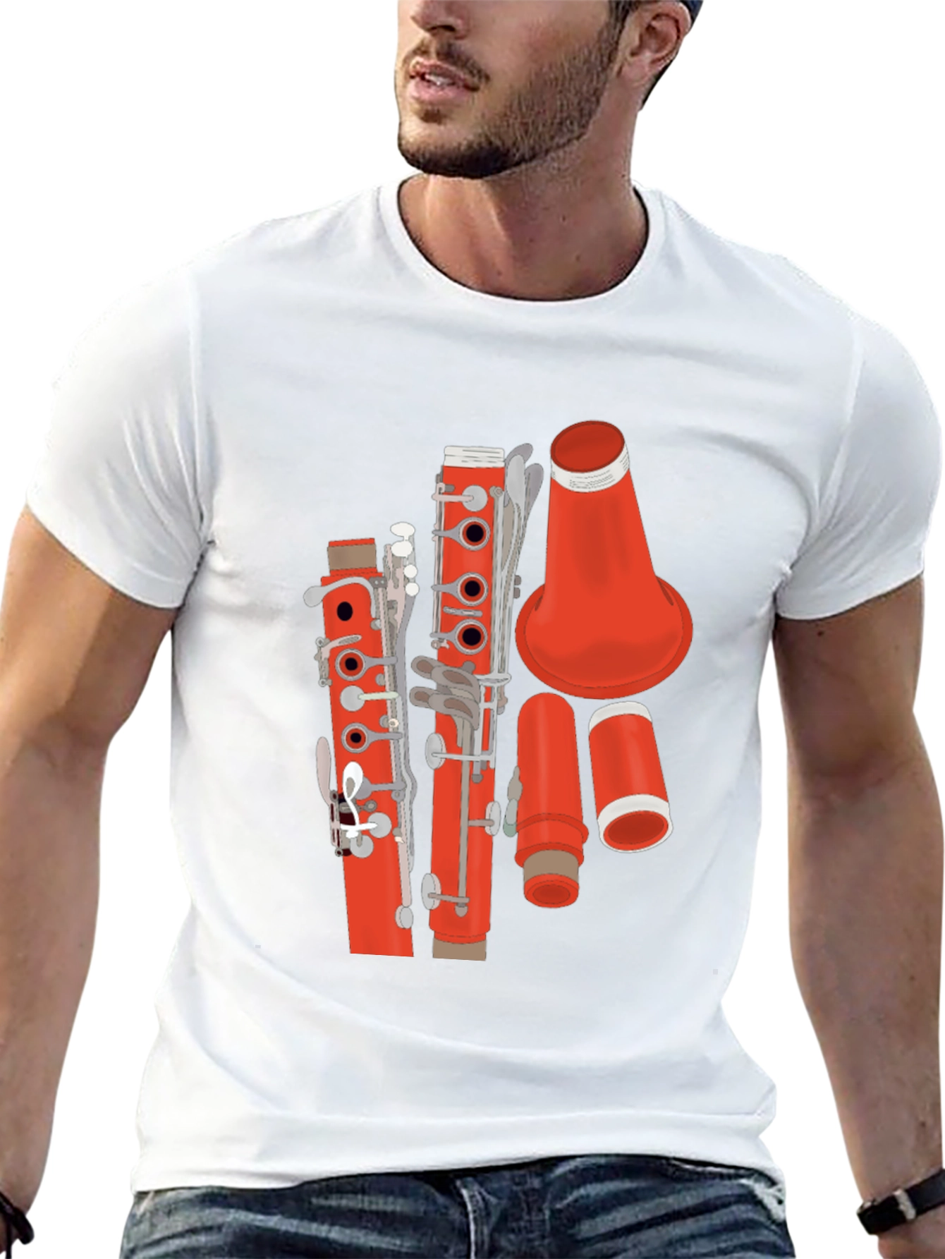 Red Clarinet Graphic T-Shirt - Music Lover Tee