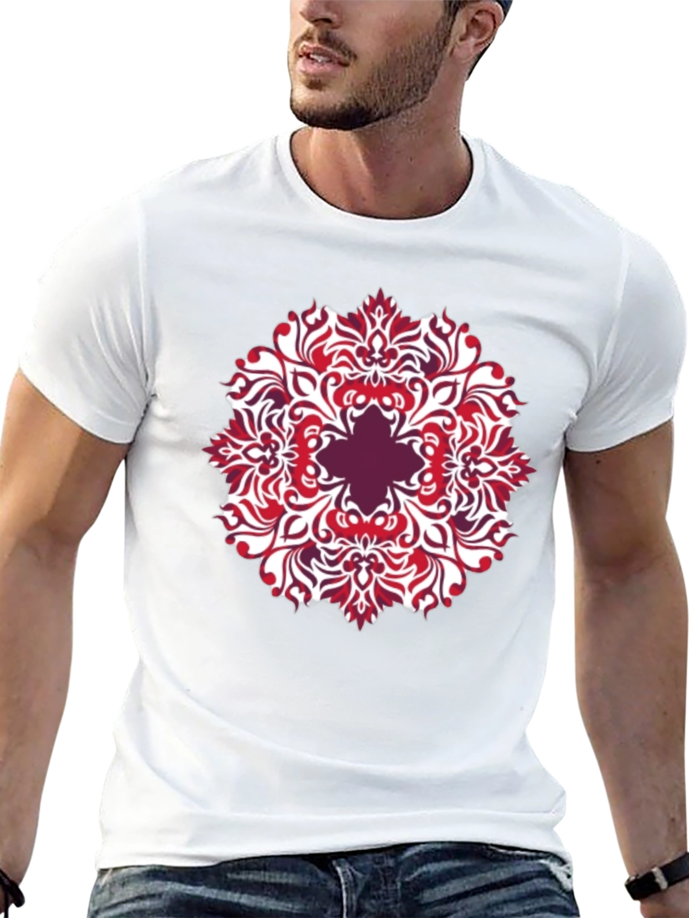Patterned Graphic Tee - Black