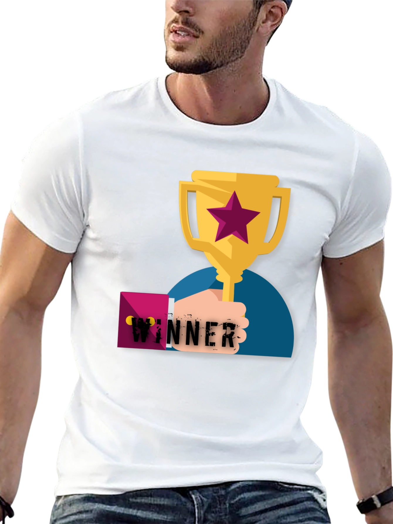 Winner Graphic Tee - Black Cotton T-Shirt