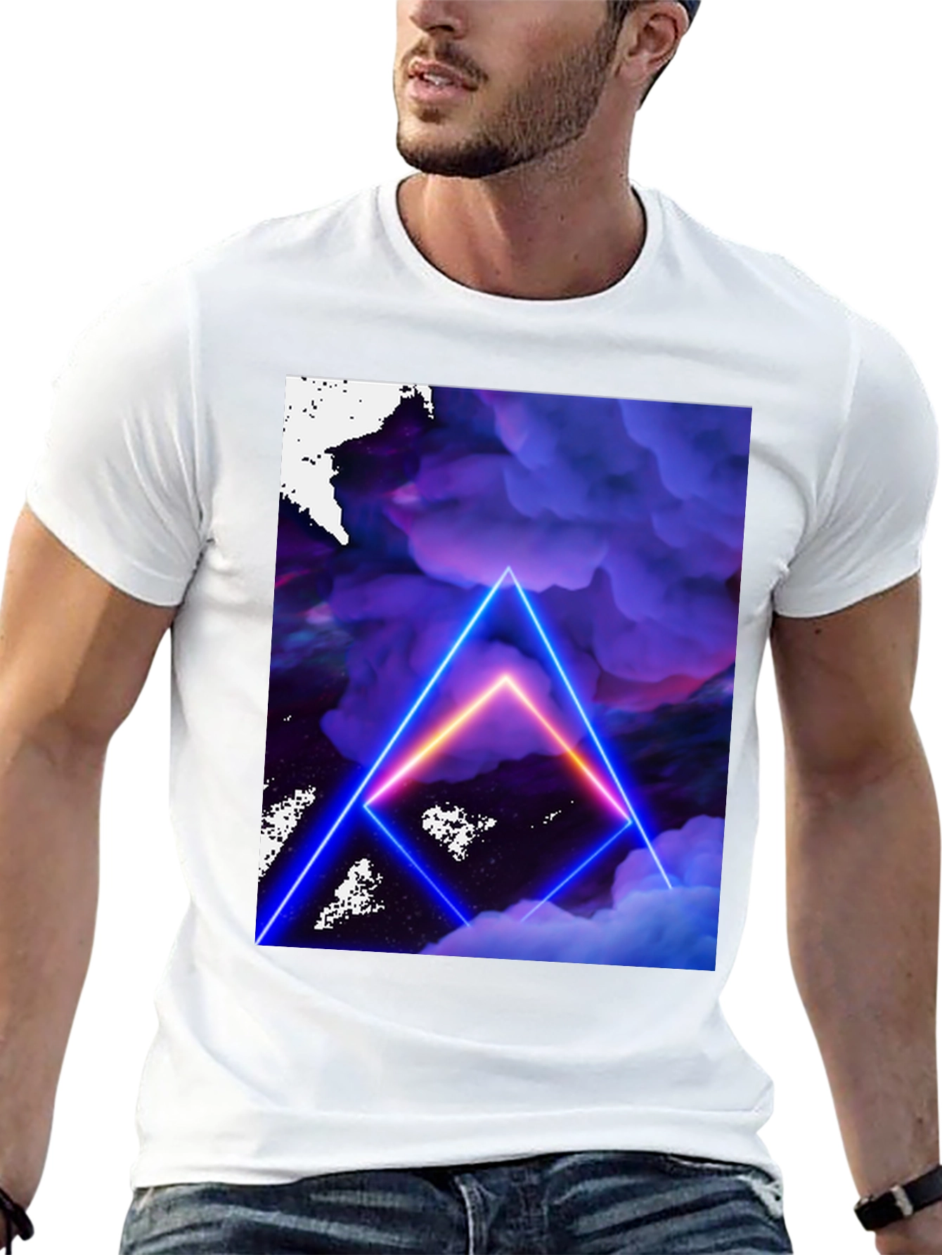 Neon Triangle Cloudscape Graphic Tee