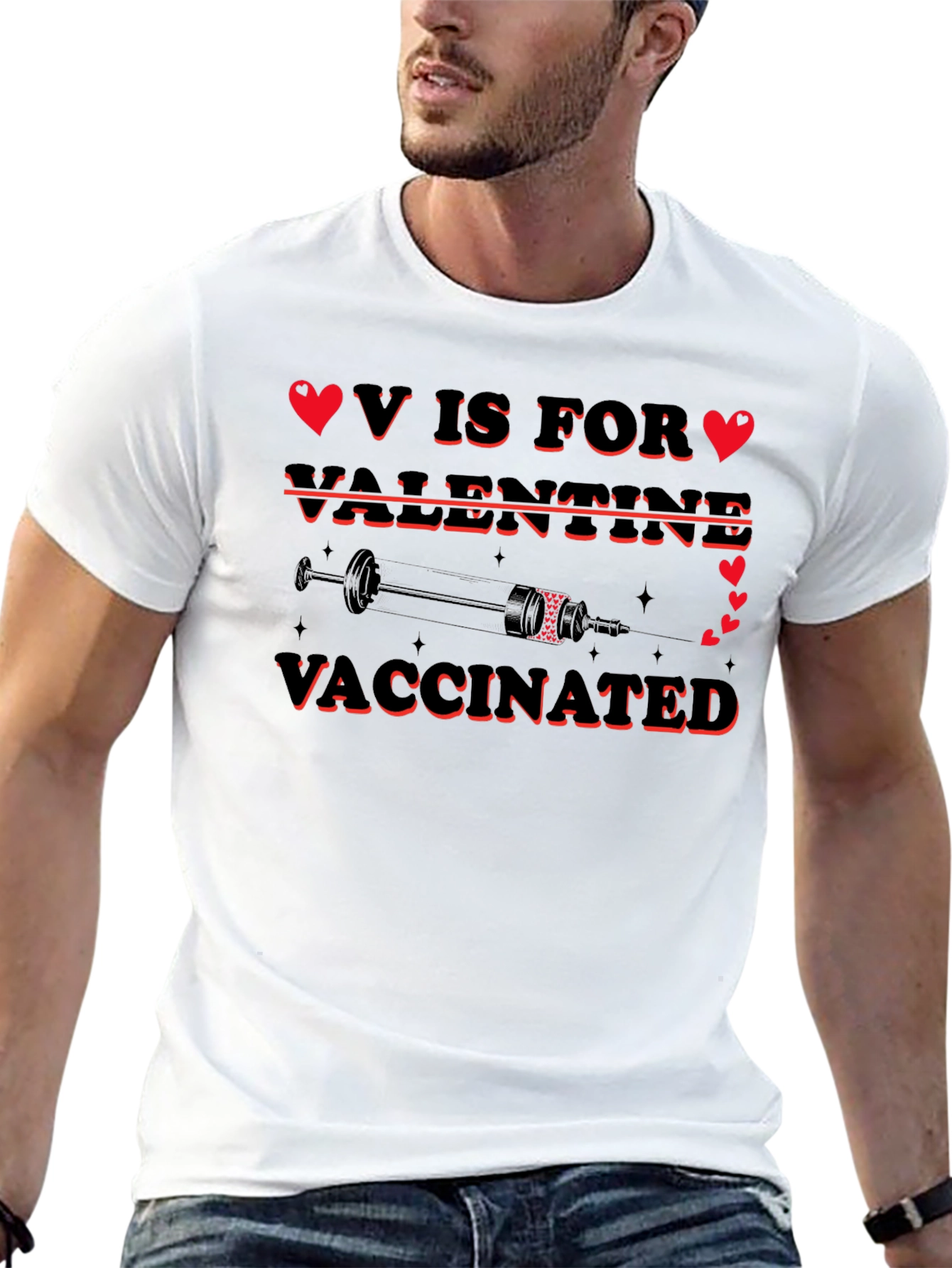V Is For Valentine Vaccinated Black T-Shirt