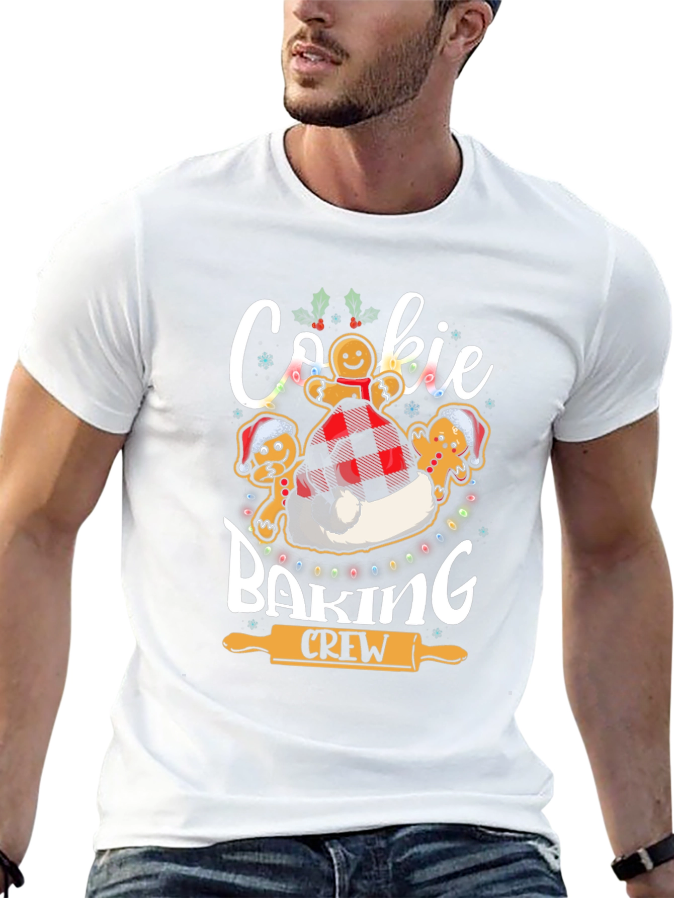 Cookie Baking Crew T-Shirt Gingerbread Man Festive Top
