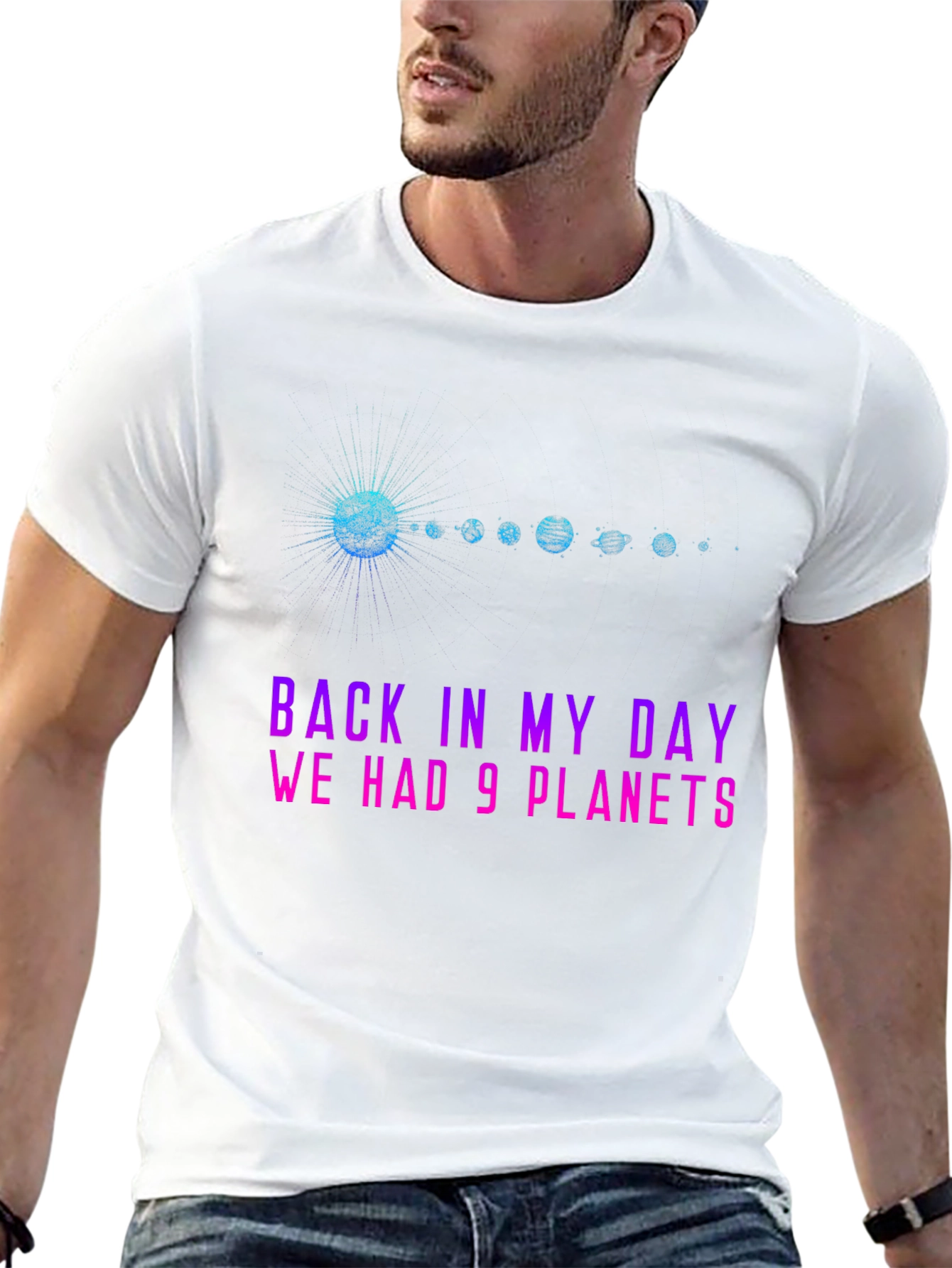 9 Planets Graphic T-Shirt - Retro Space Tee