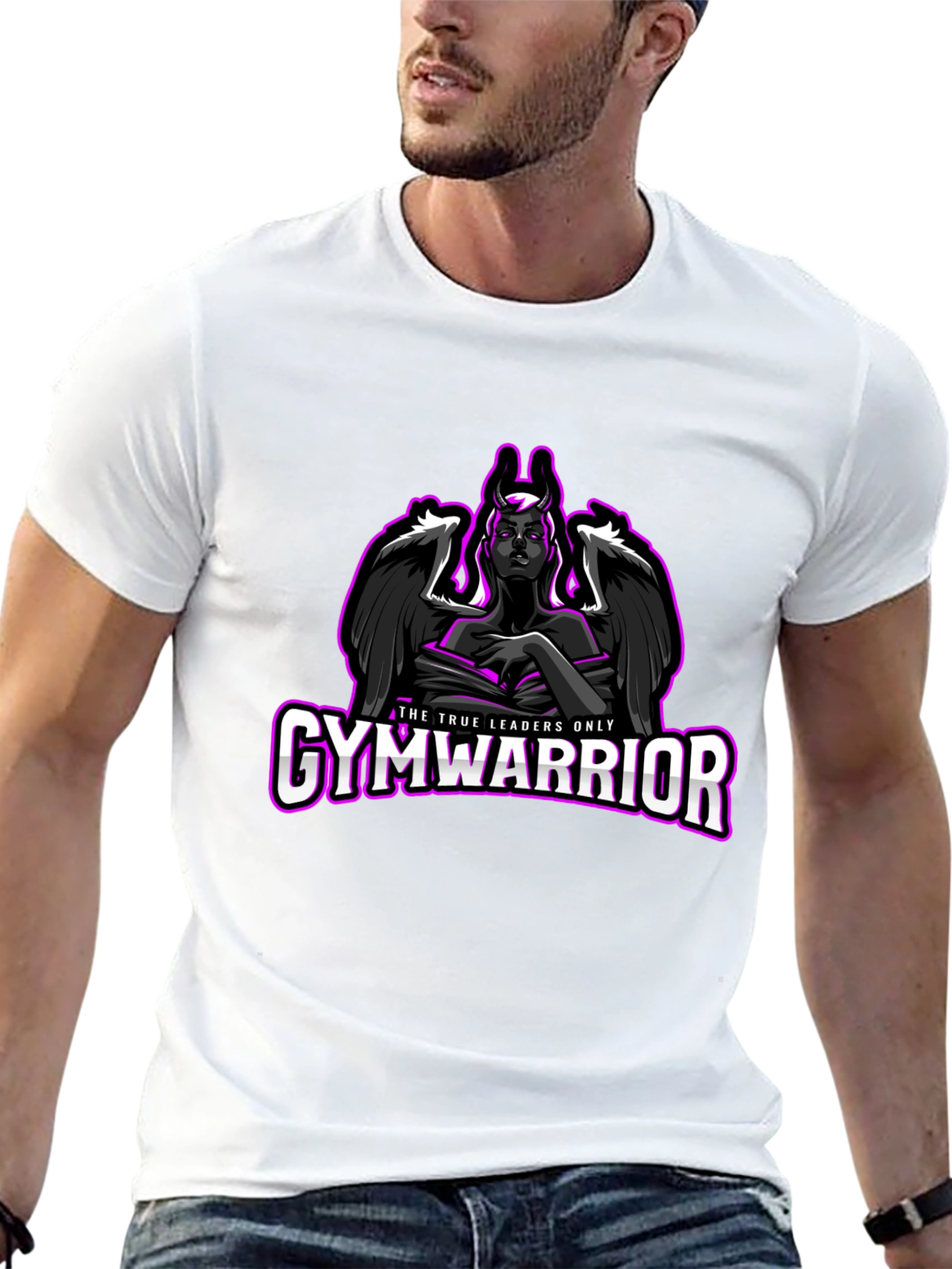 GymWarrior Black T-Shirt with Angel Design