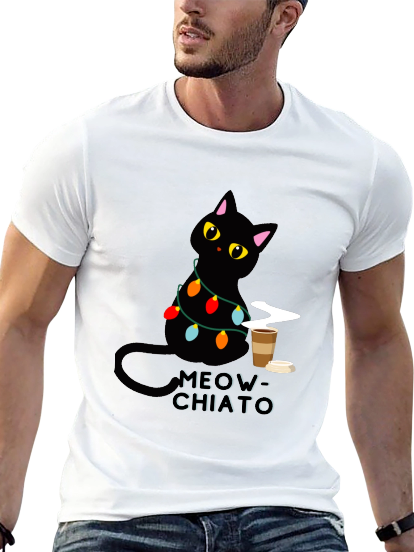 Meow-Chiato Black Cat Coffee T-Shirt