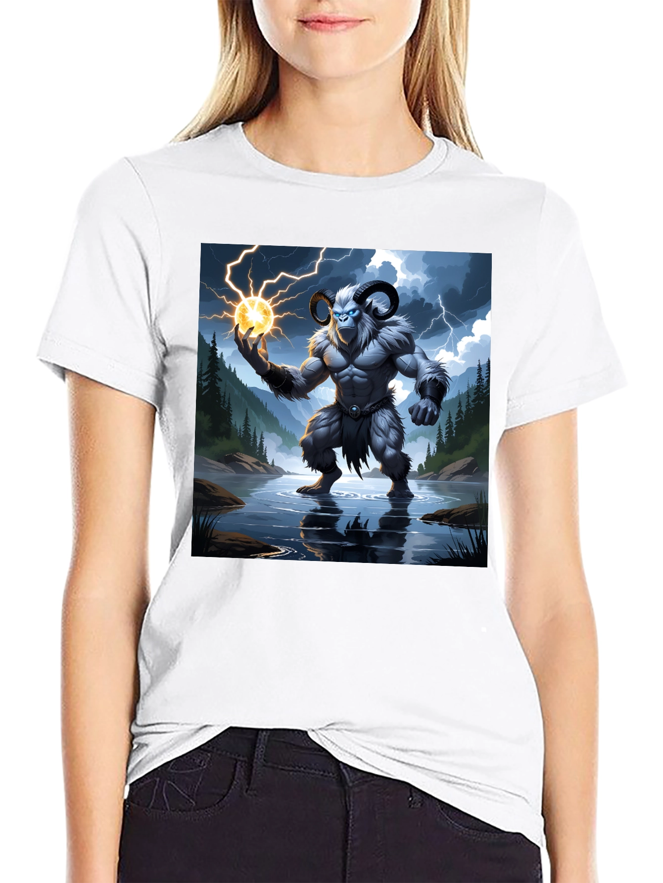Mystical Beast Graphic Tee - Black Cotton Shirt