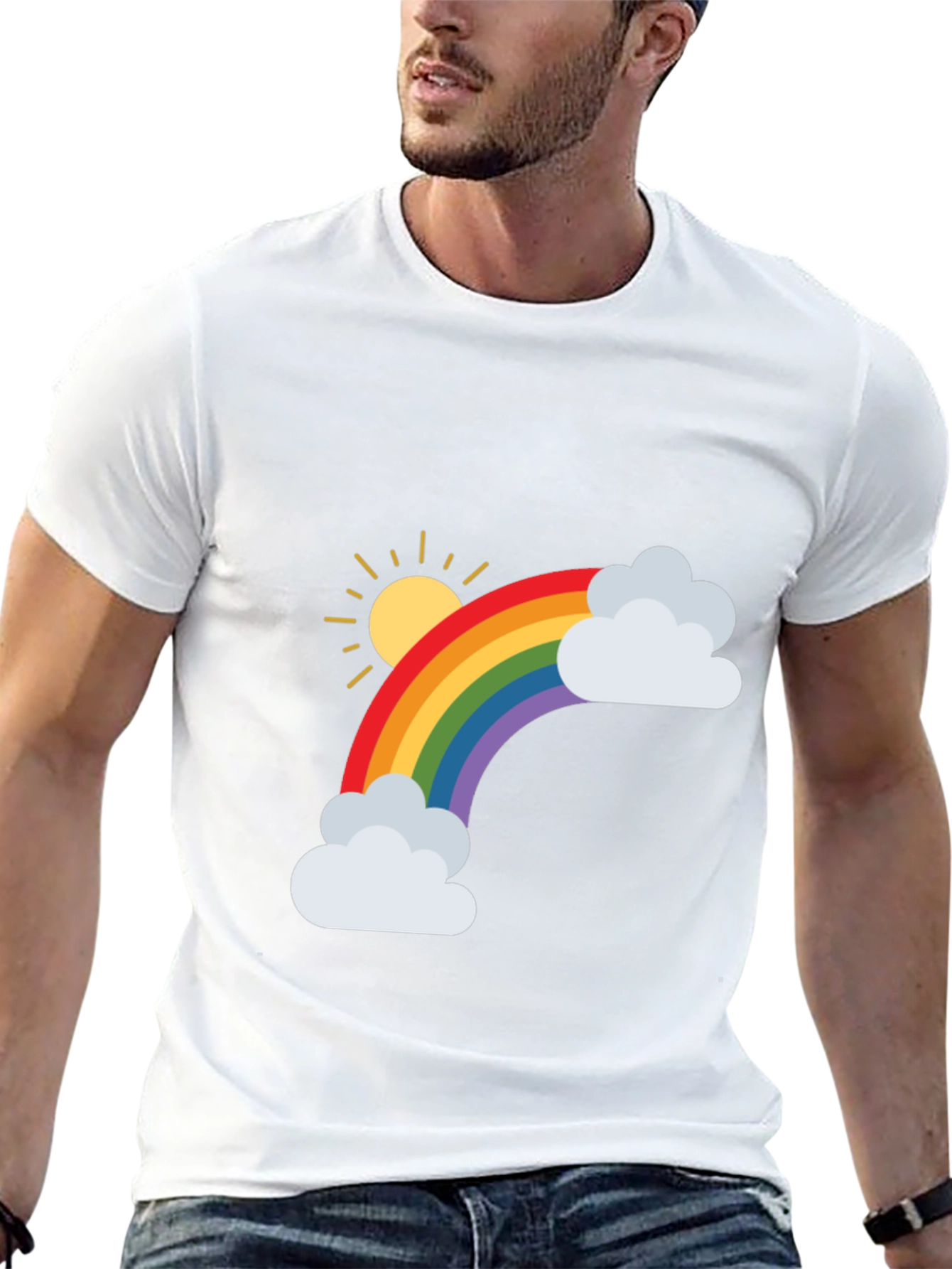 Rainbow Graphic Tee - Black Cotton Blend Shirt