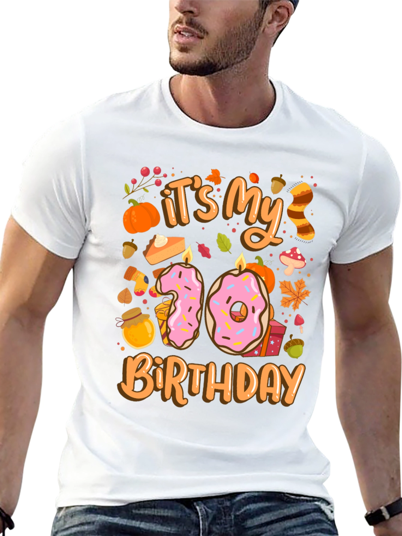 Fall Birthday T-Shirt - Tenth Birthday Autumn Design