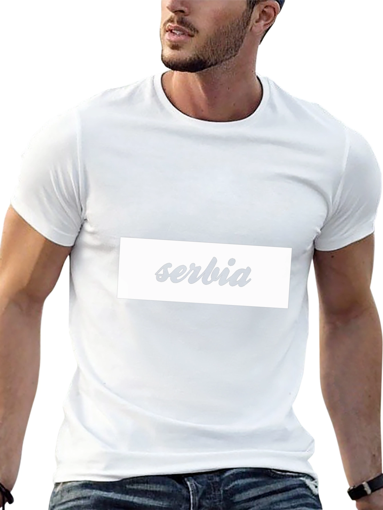 Serbia T-Shirt - Black Cotton Blend Casual Tee