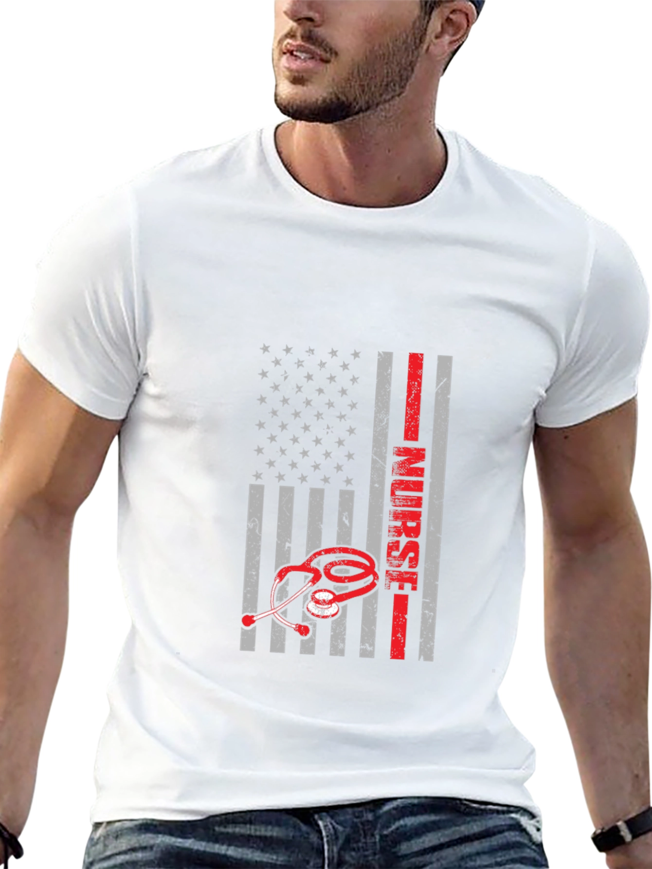 Nurse American Flag Graphic T-Shirt