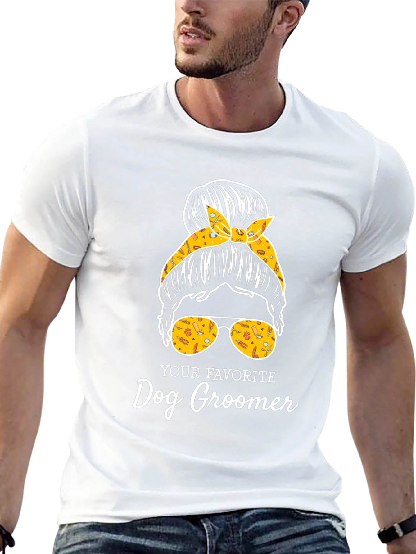 Dog Groomer Messy Bun T-Shirt