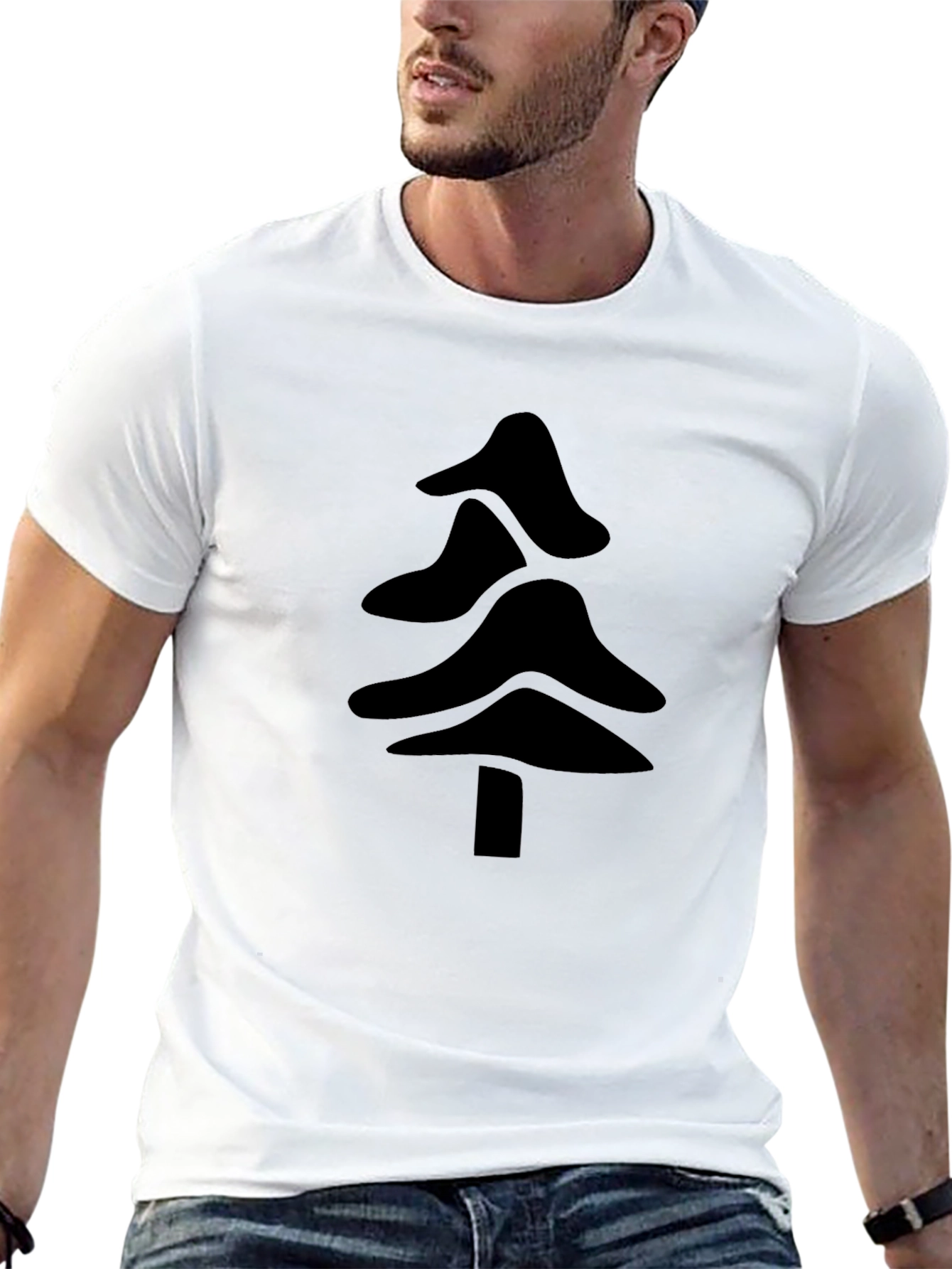 Modern Tree Graphic Black T-Shirt
