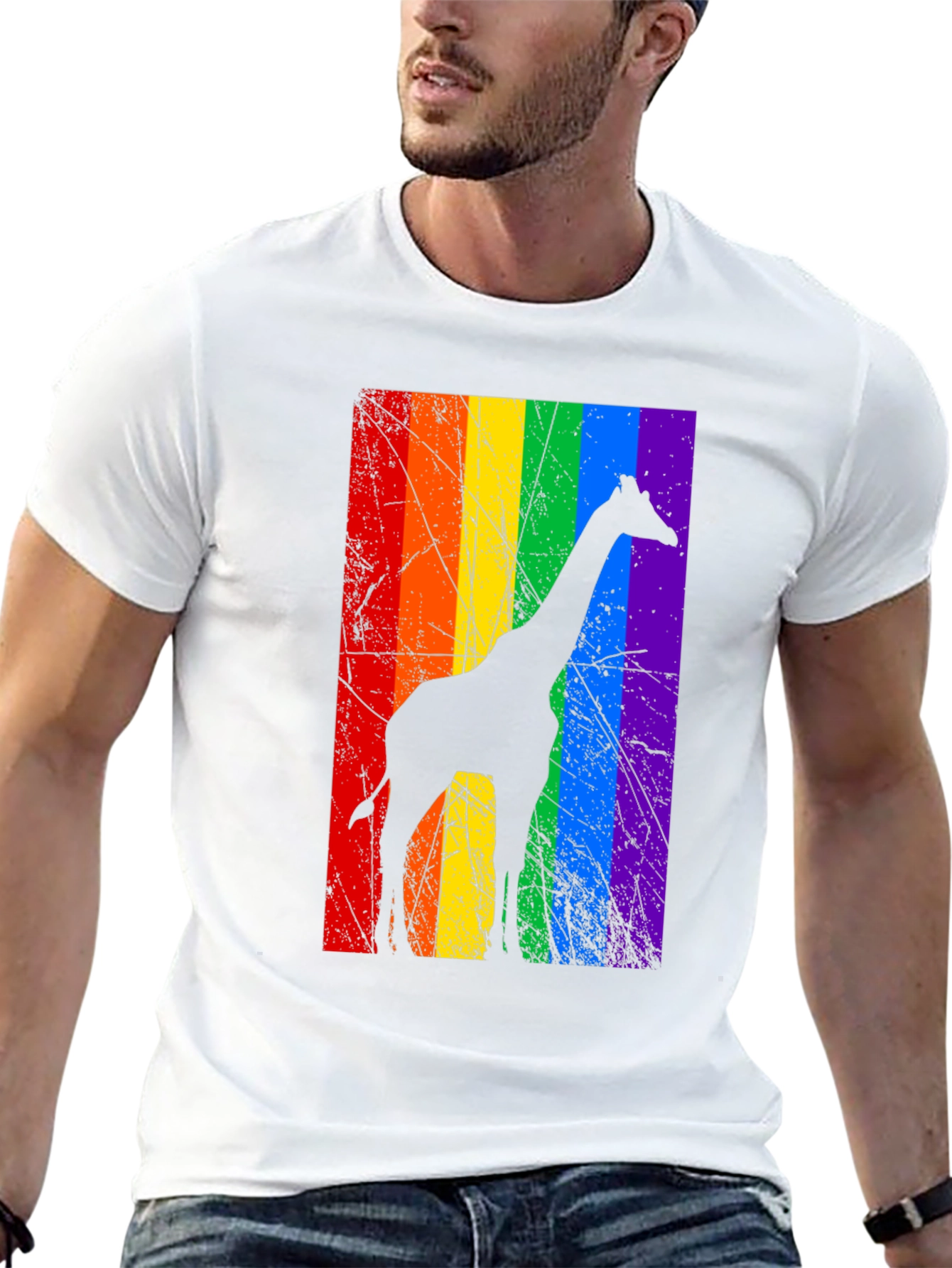 Rainbow Giraffe Graphic Tee