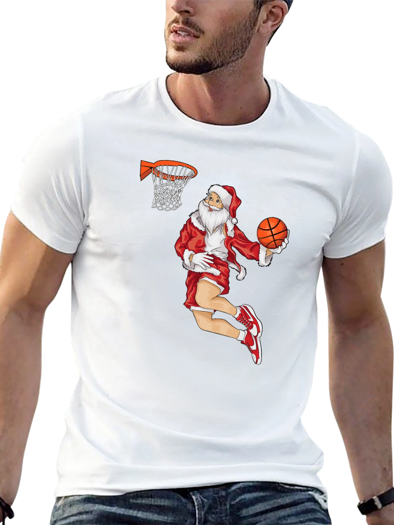 Santa Dunk T-Shirt - Holiday Basketball Tee