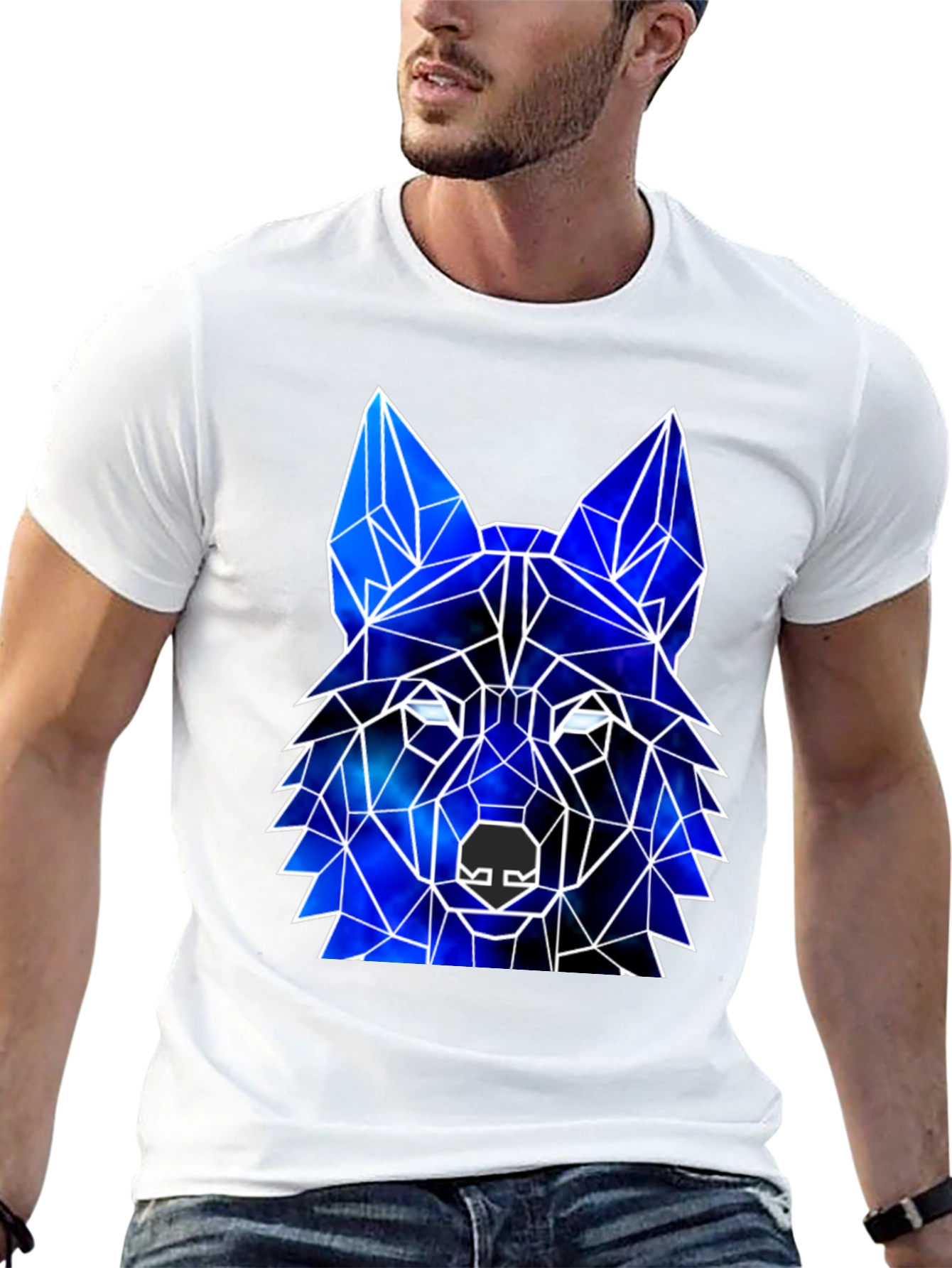 Geometric Wolf Galaxy T-Shirt | Cosmic Wolf Graphic Tee | Space Animal Shirt | Wolf Lover Gift | Free Shipping $50+