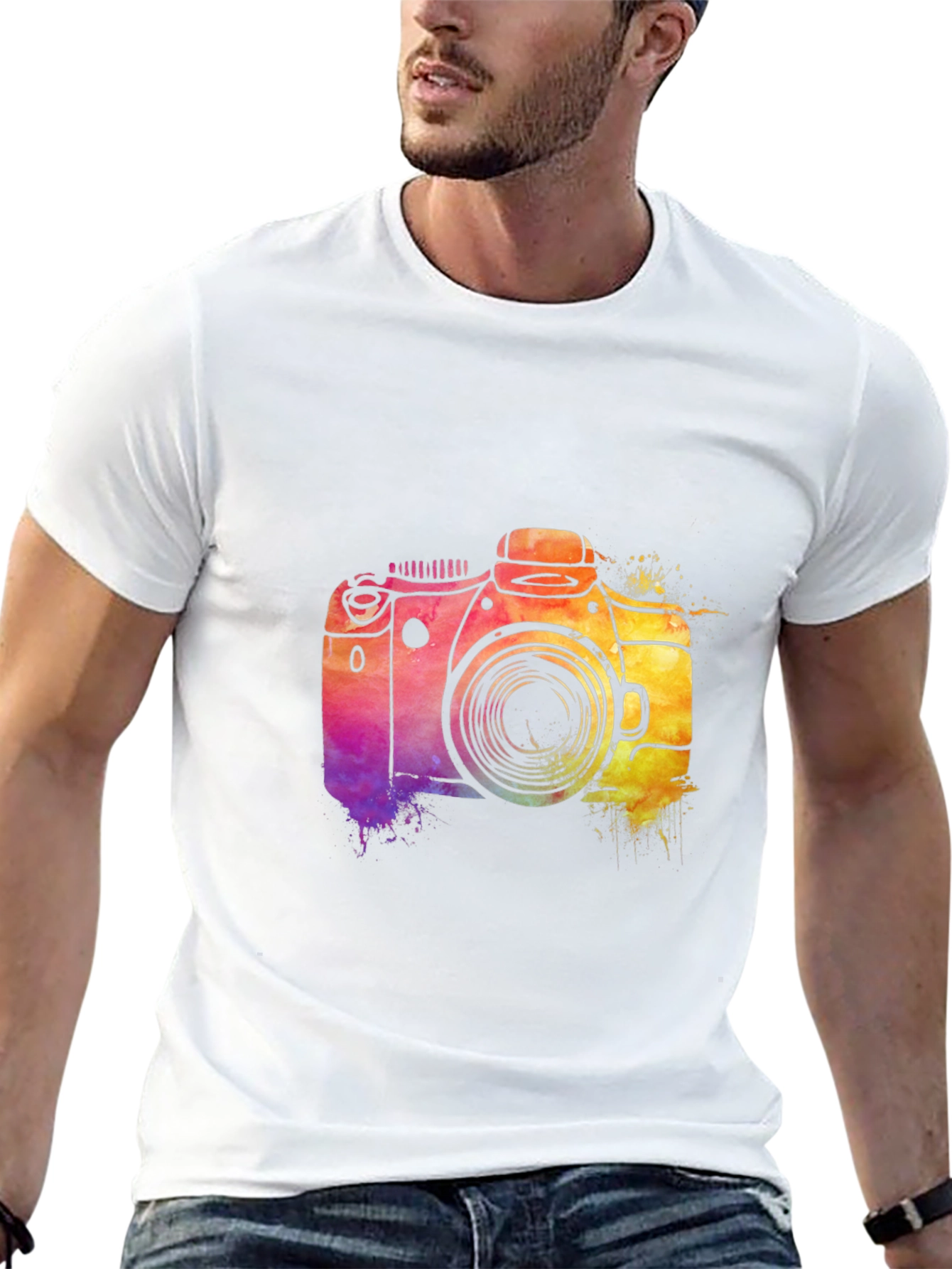 Watercolor Camera Graphic T-Shirt