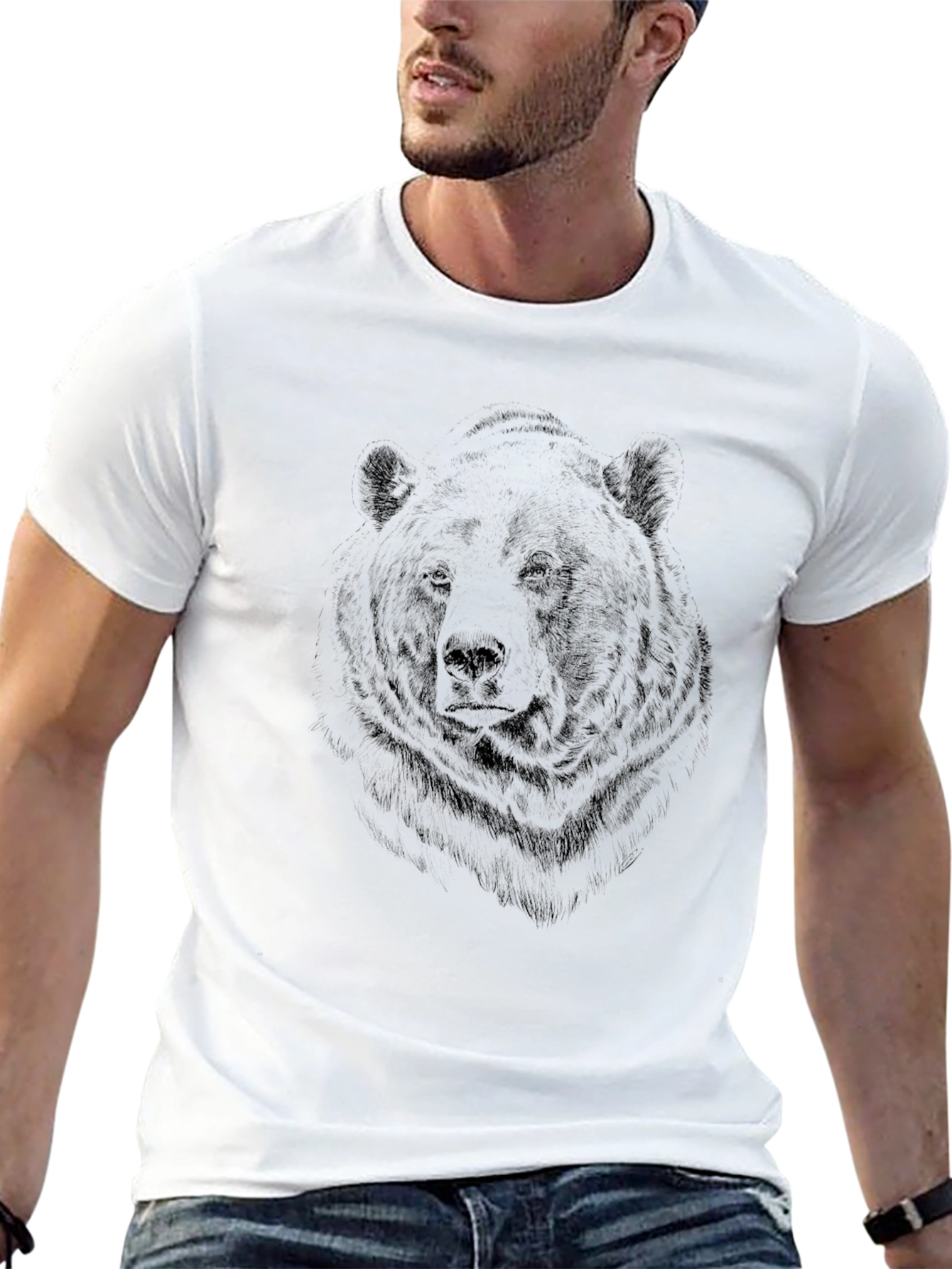 Bear Graphic Print Crew Neck T-Shirt
