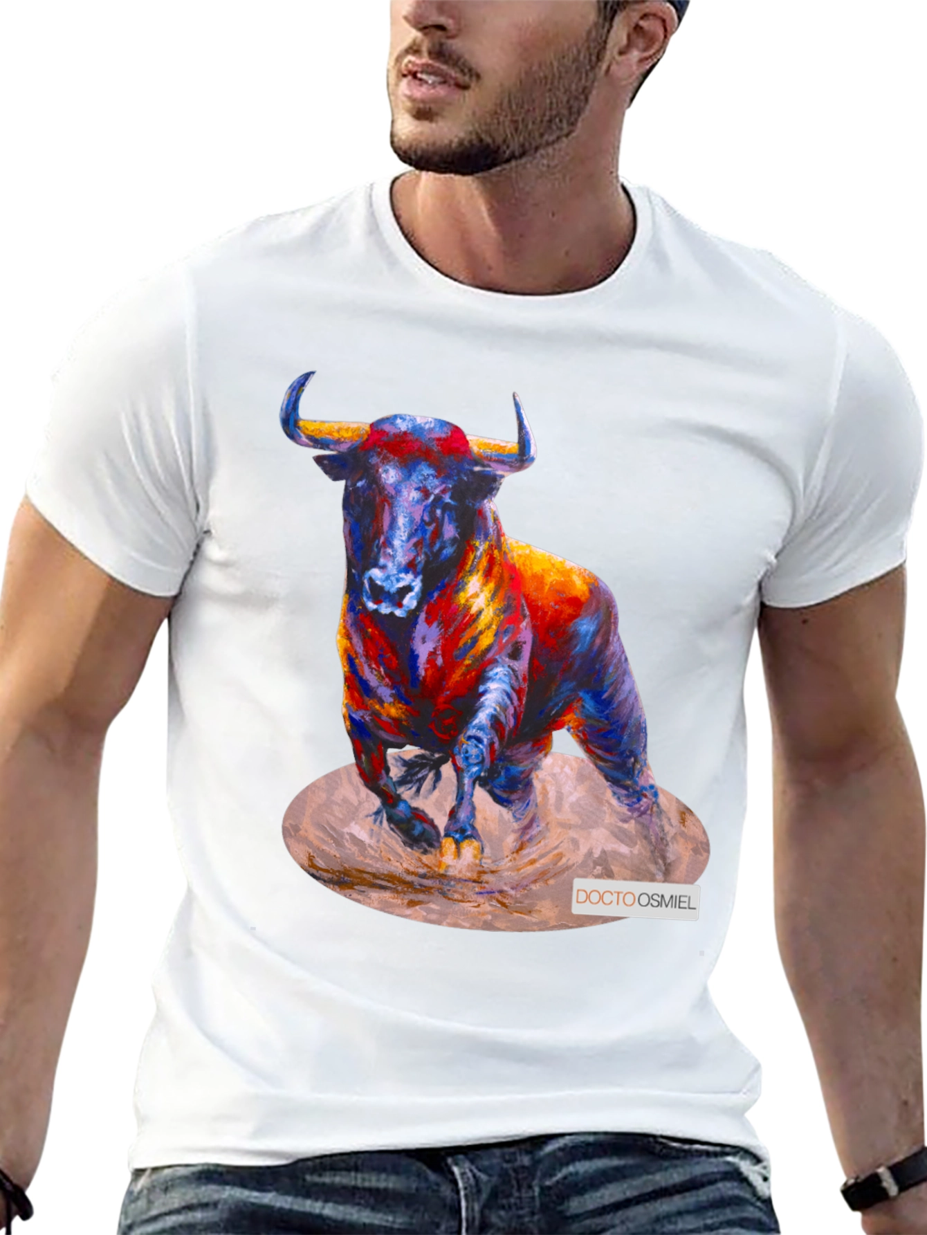 Bold Bull Graphic Tee - Vivid Animal Print