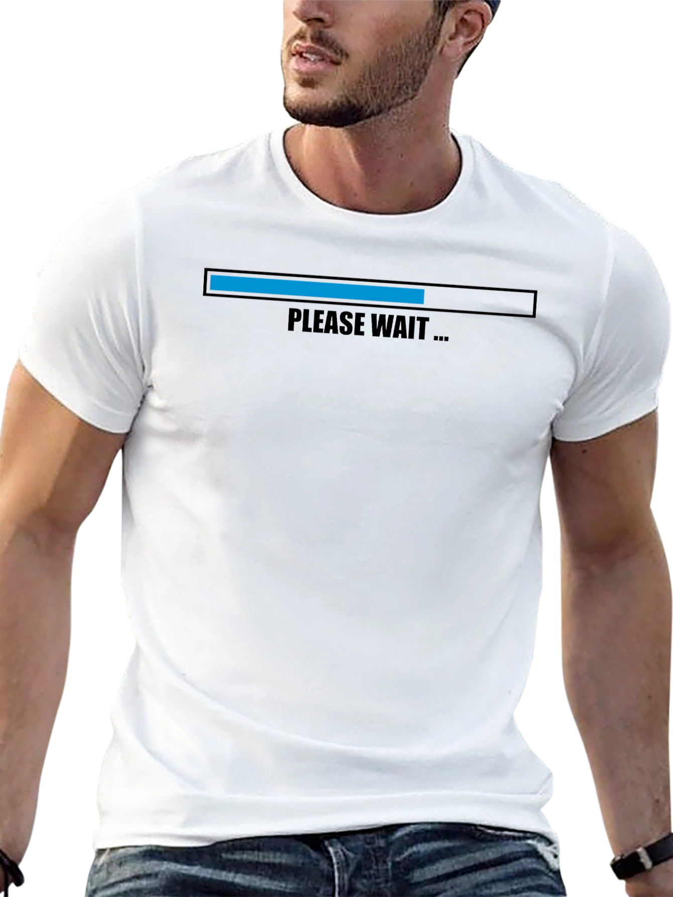 Mens Black Please Wait Graphic Tee