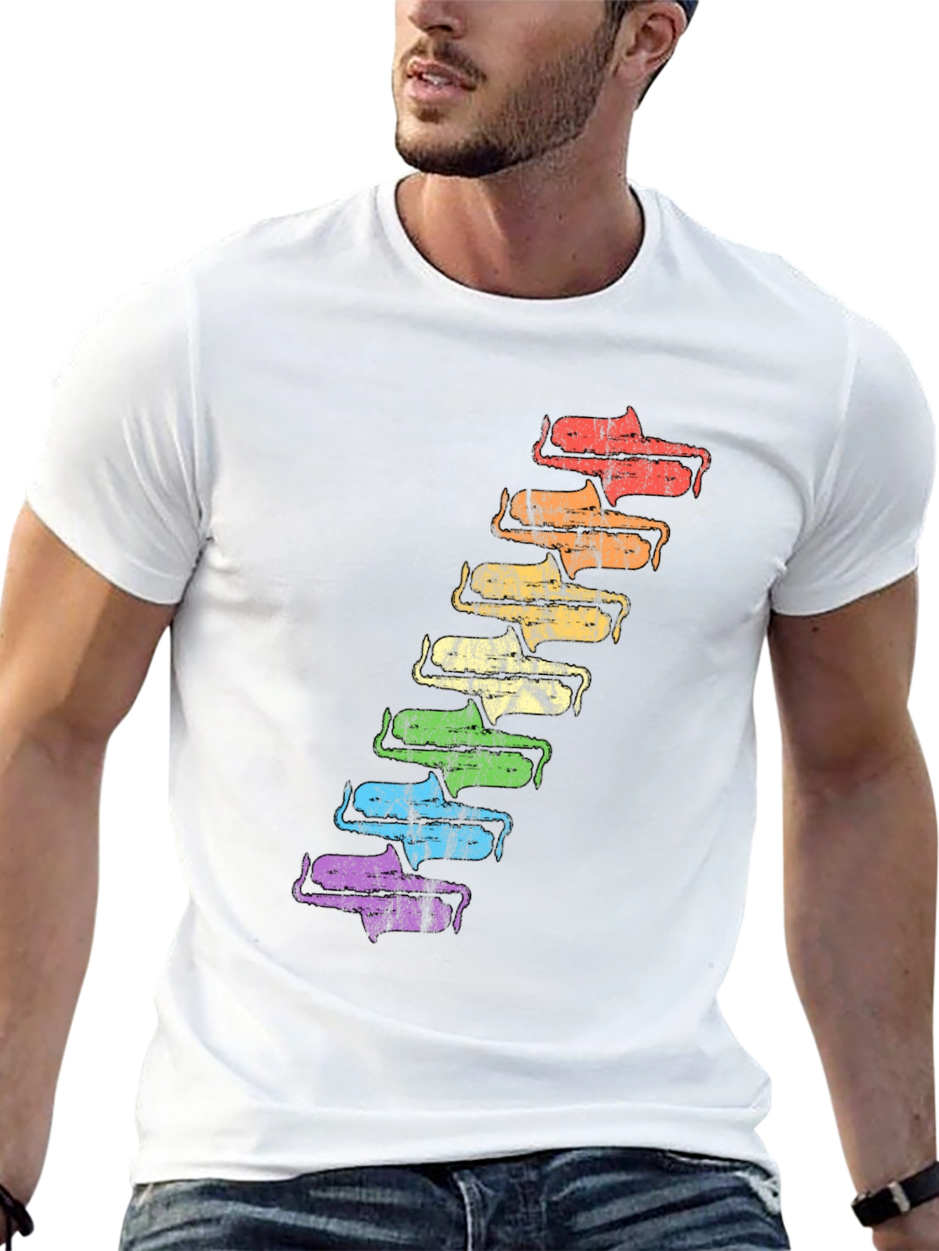 Retro Rainbow Saxophone T-Shirt - Unique Music Lover Tee