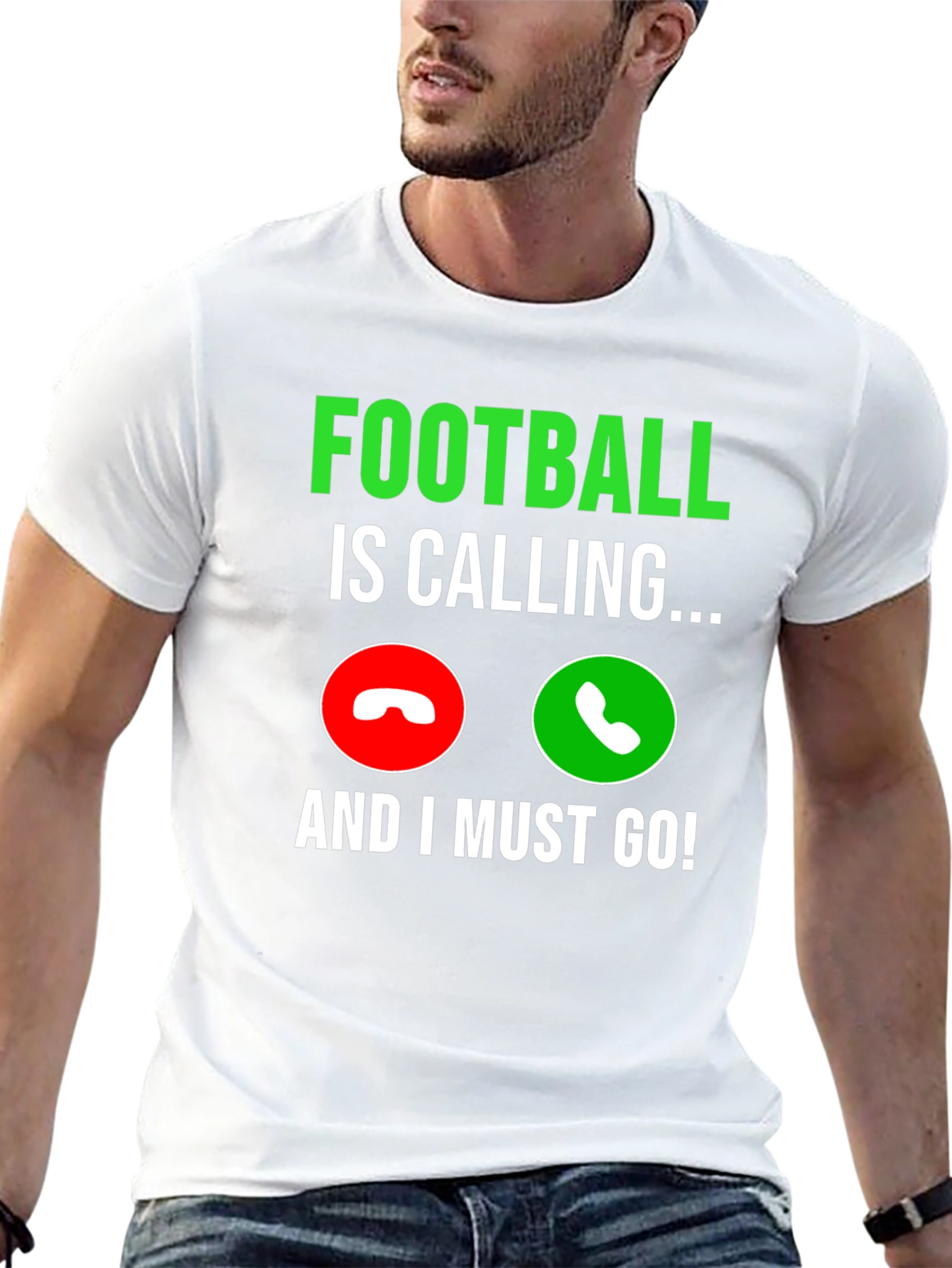 Football is Calling Black Graphic T-Shirt