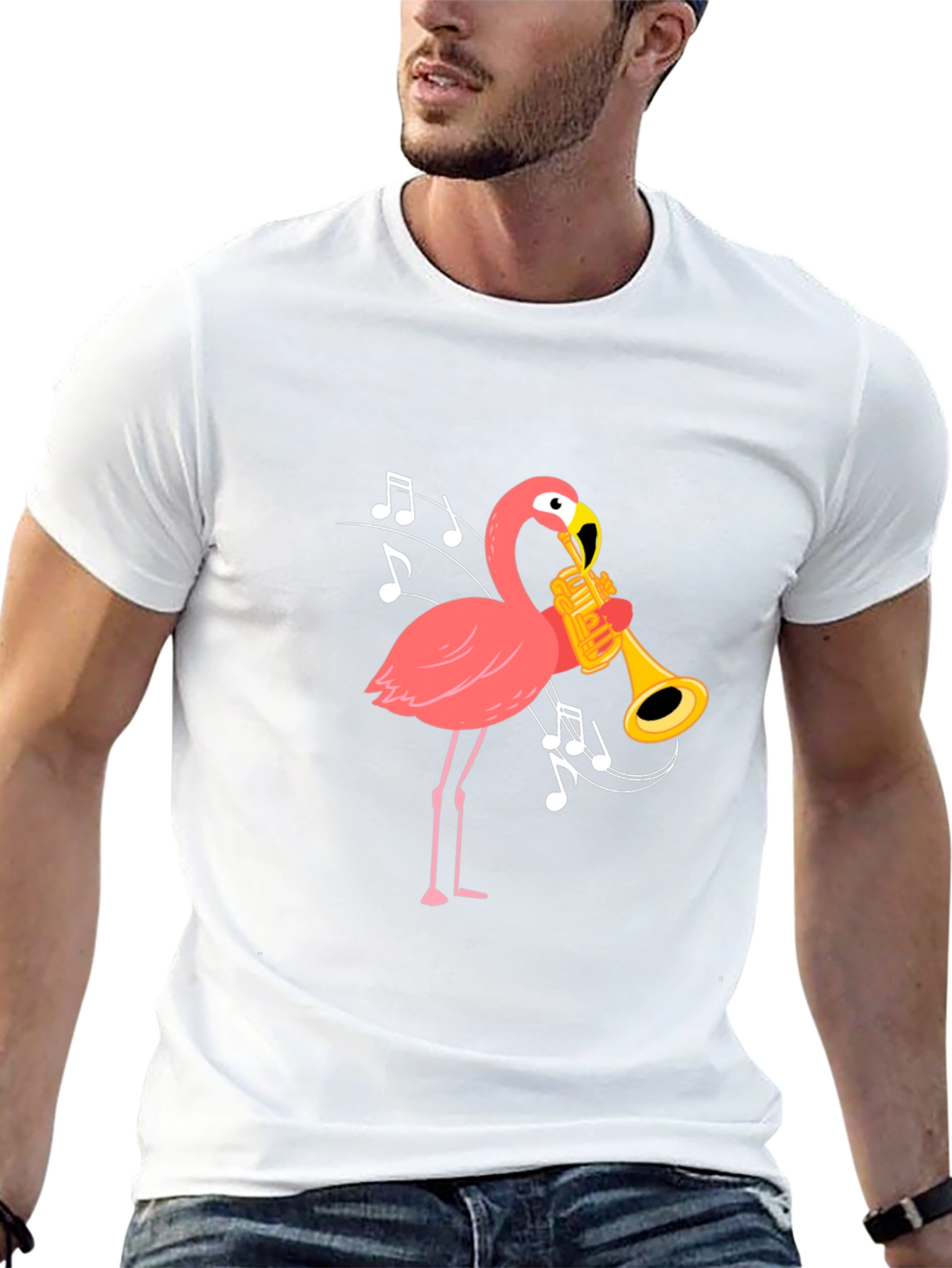 Flamingo Trumpet Black T-Shirt