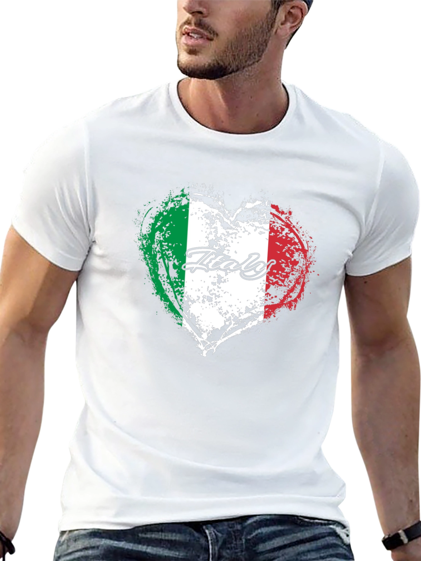 Italy Flag Heart Graphic T-Shirt