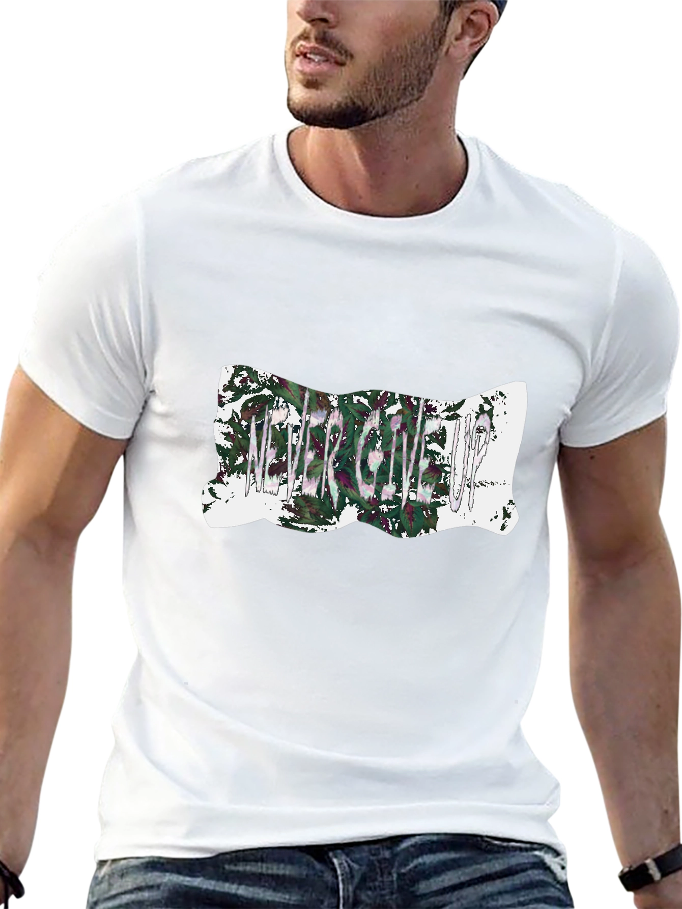 Never Give Up Graphic Tee - Mens Black T-Shirt