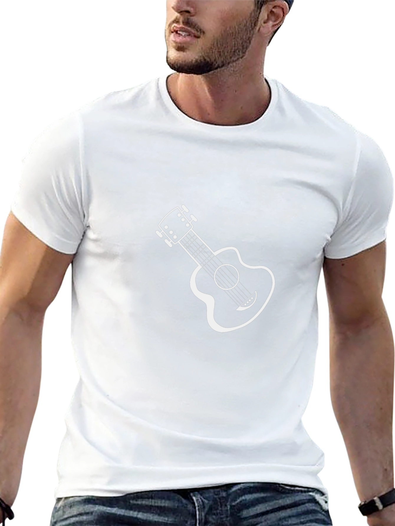 Cool Guitar Graphic Black Tee Shirt