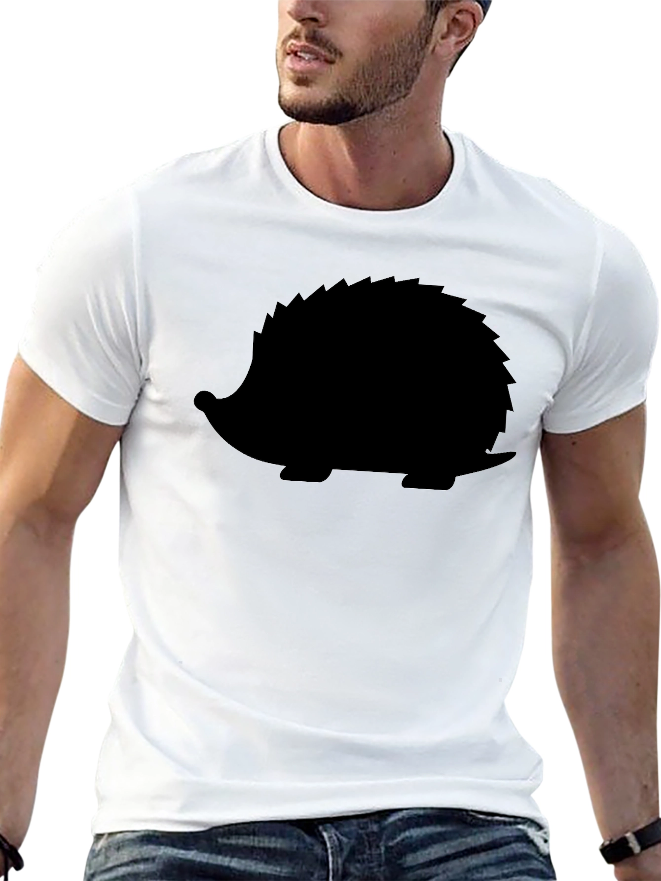 Black Hedgehog Graphic Tee - Quirky Casual Style