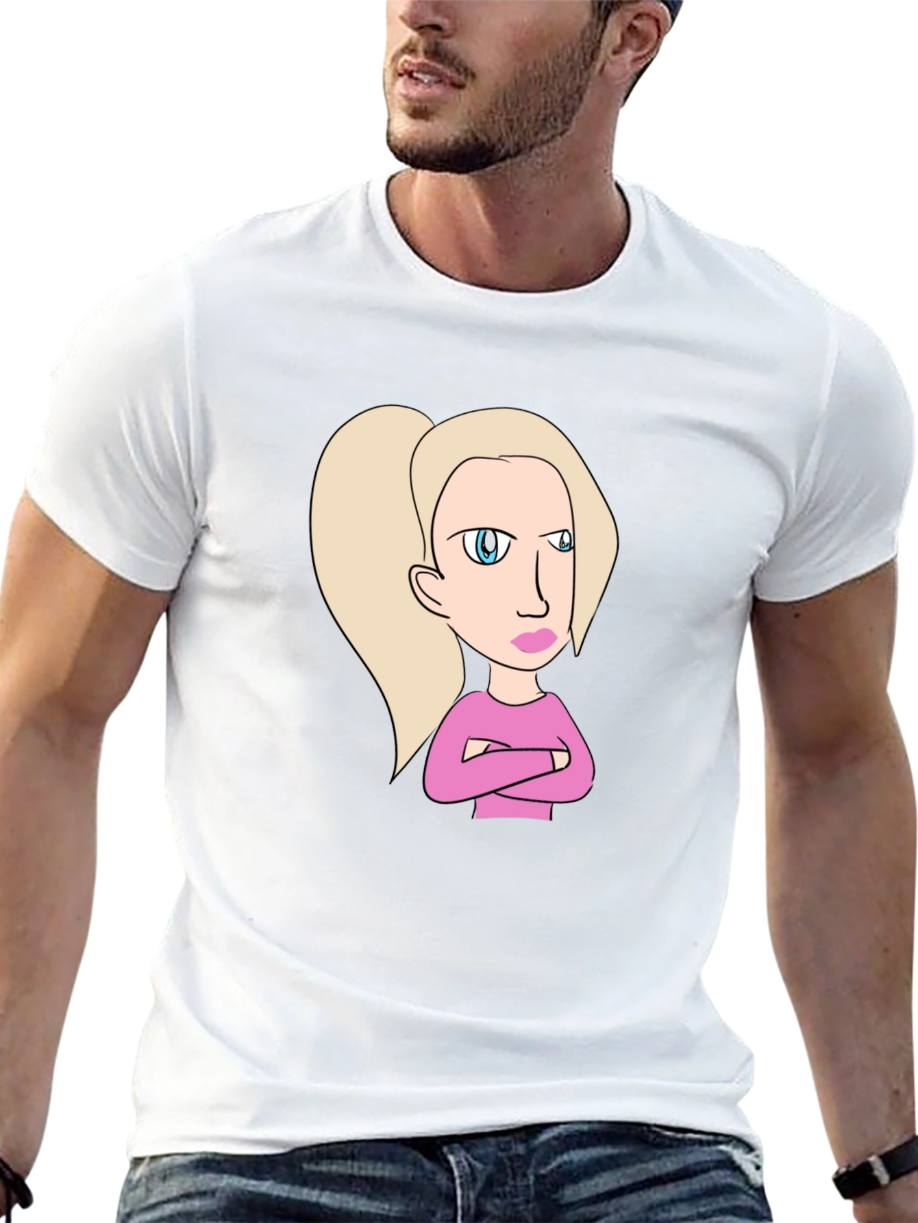 Sassy Cartoon Character Graphic Tee - Black