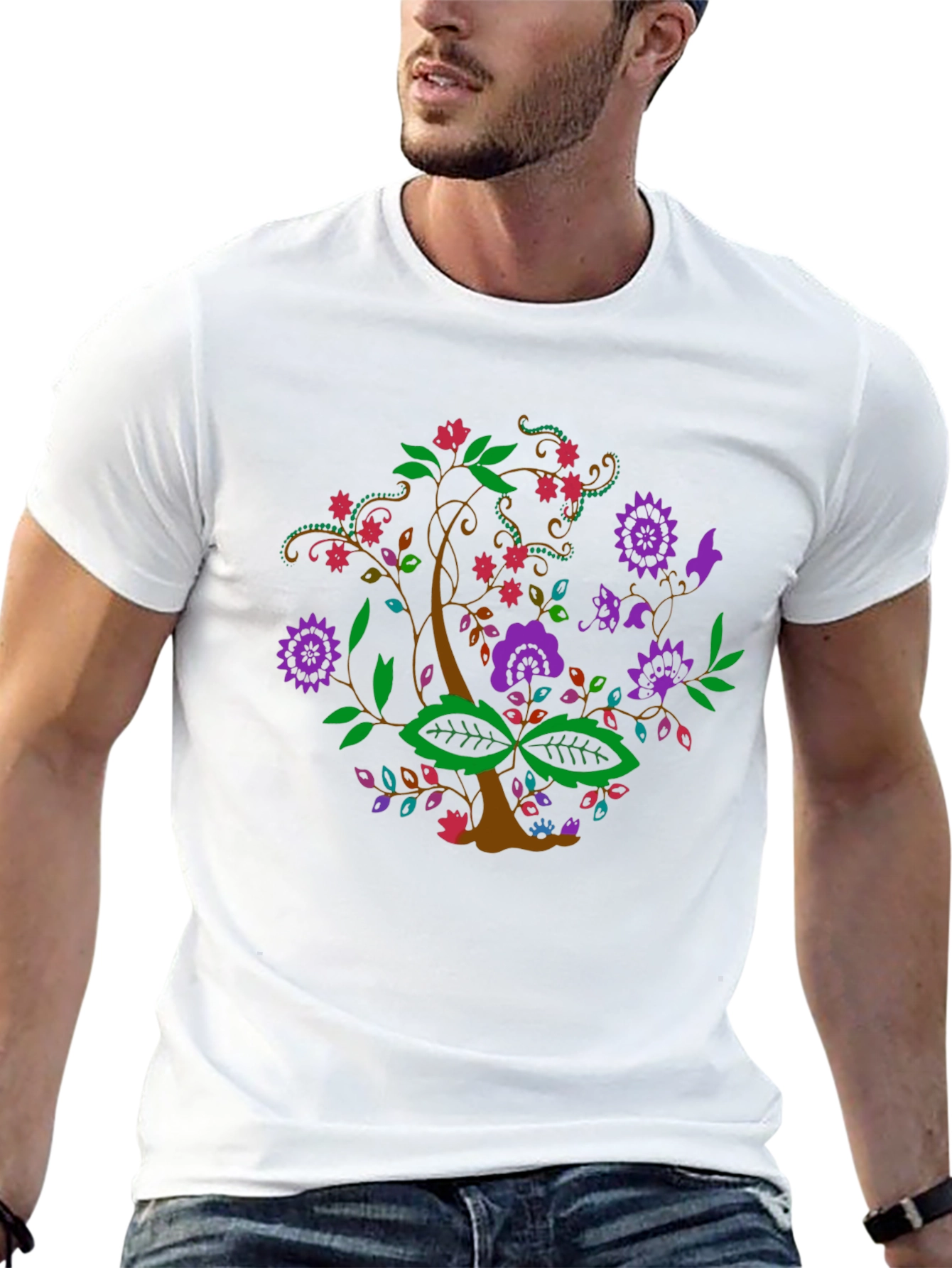 Floral Tree Graphic Tee - Black