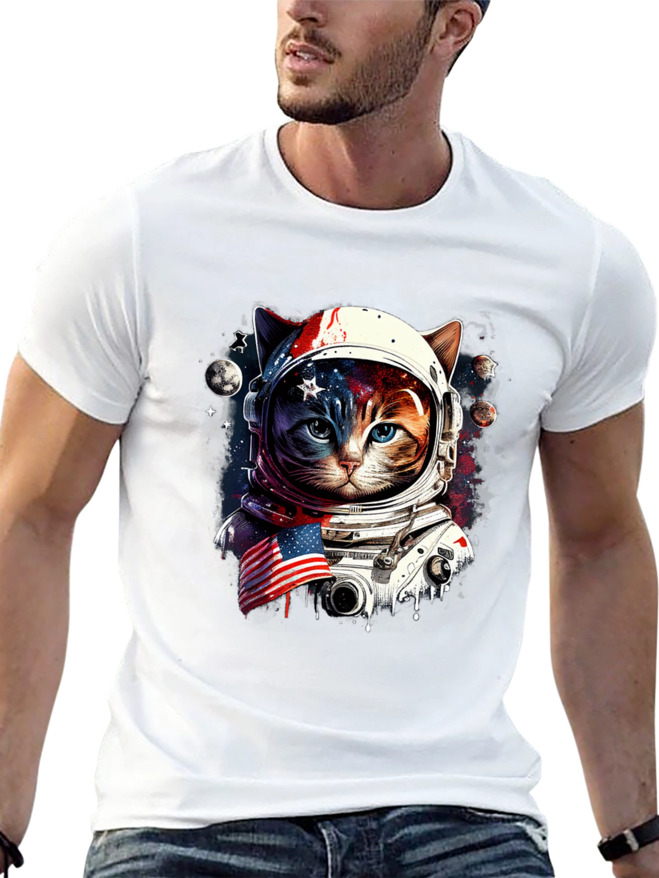 Astronaut Cat Graphic Tee