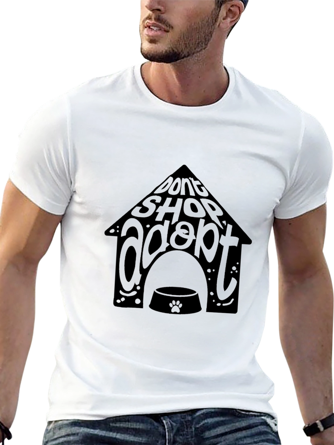 Adopt Don’t Shop T-Shirt – Dog Rescue Tee | Gift for Dog Lovers | Soft Cotton Shirt | Buy 2 Save Shipping