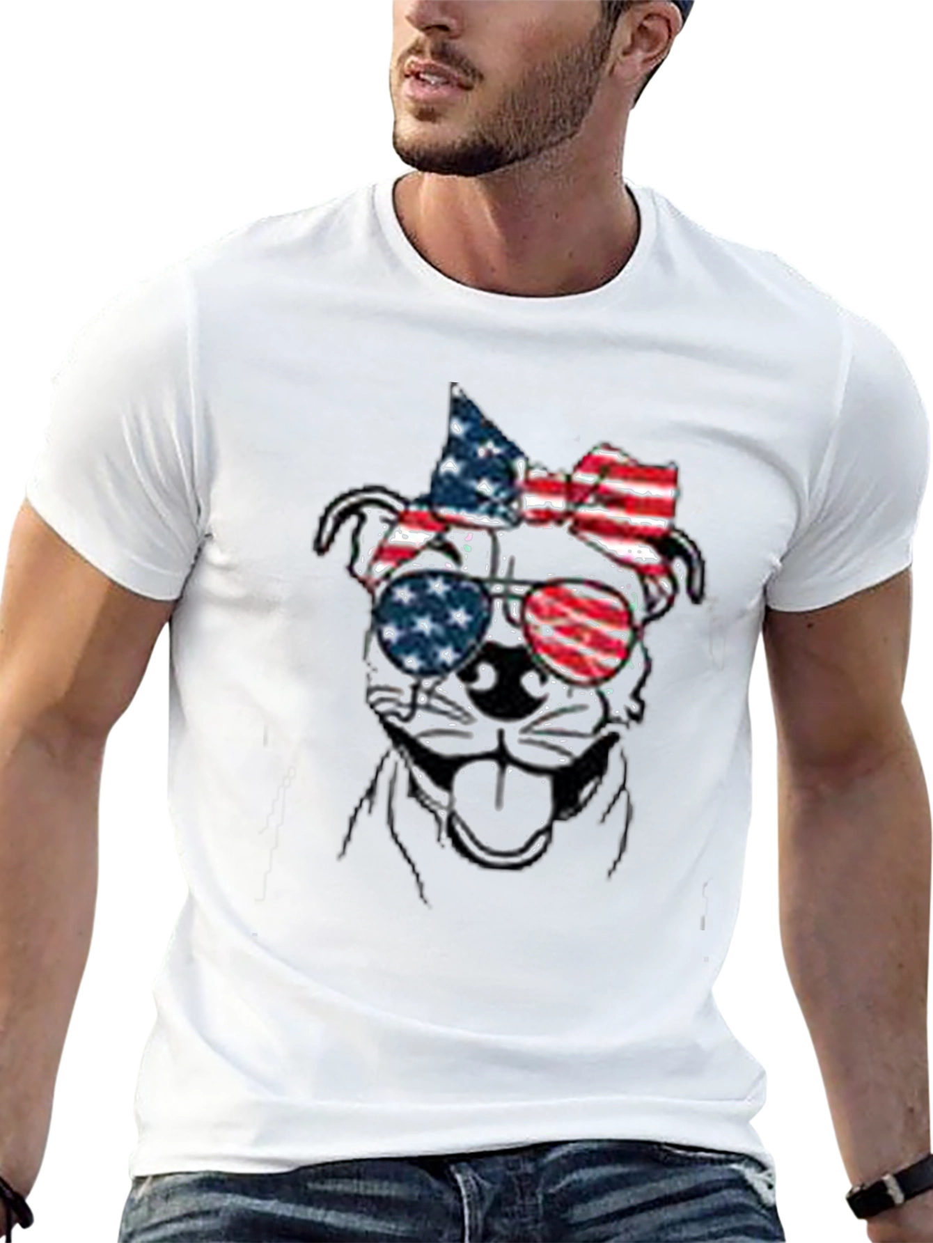 Patriotic Dog Sunglasses T-Shirt – USA Dog Lover Tee