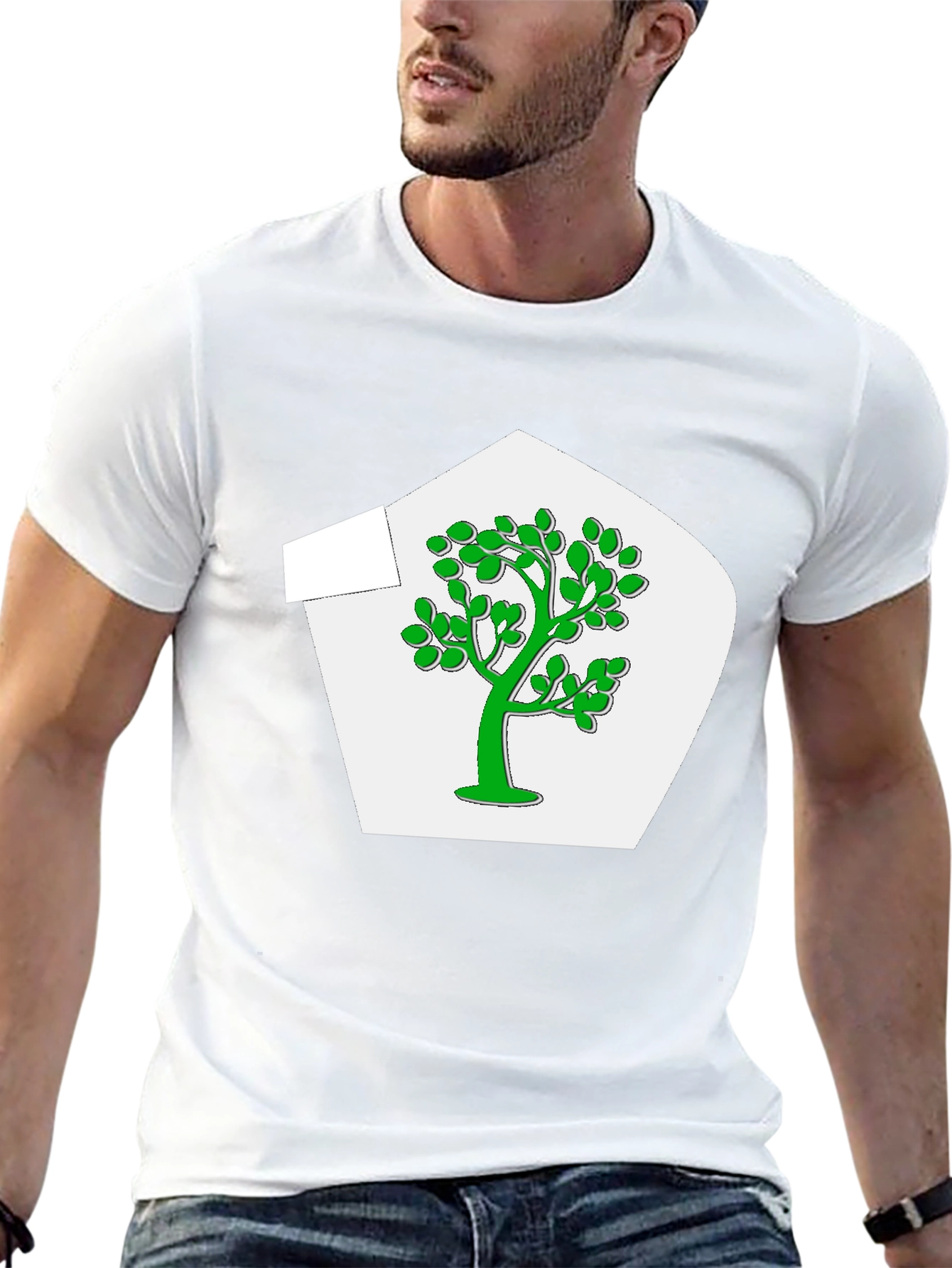 Green Tree Graphic Black T-Shirt
