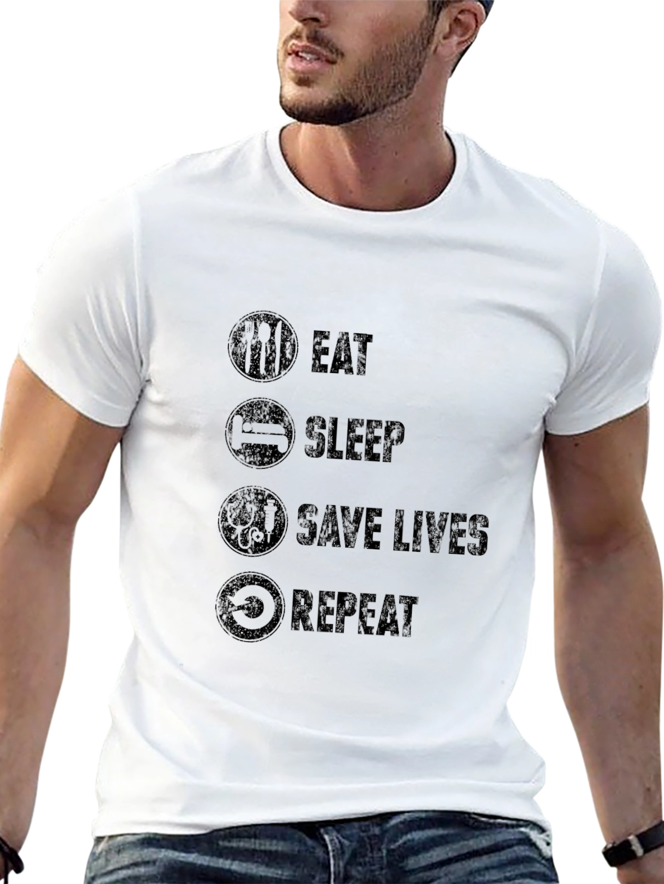 Eat Sleep Save Lives Repeat - Graphic Tee