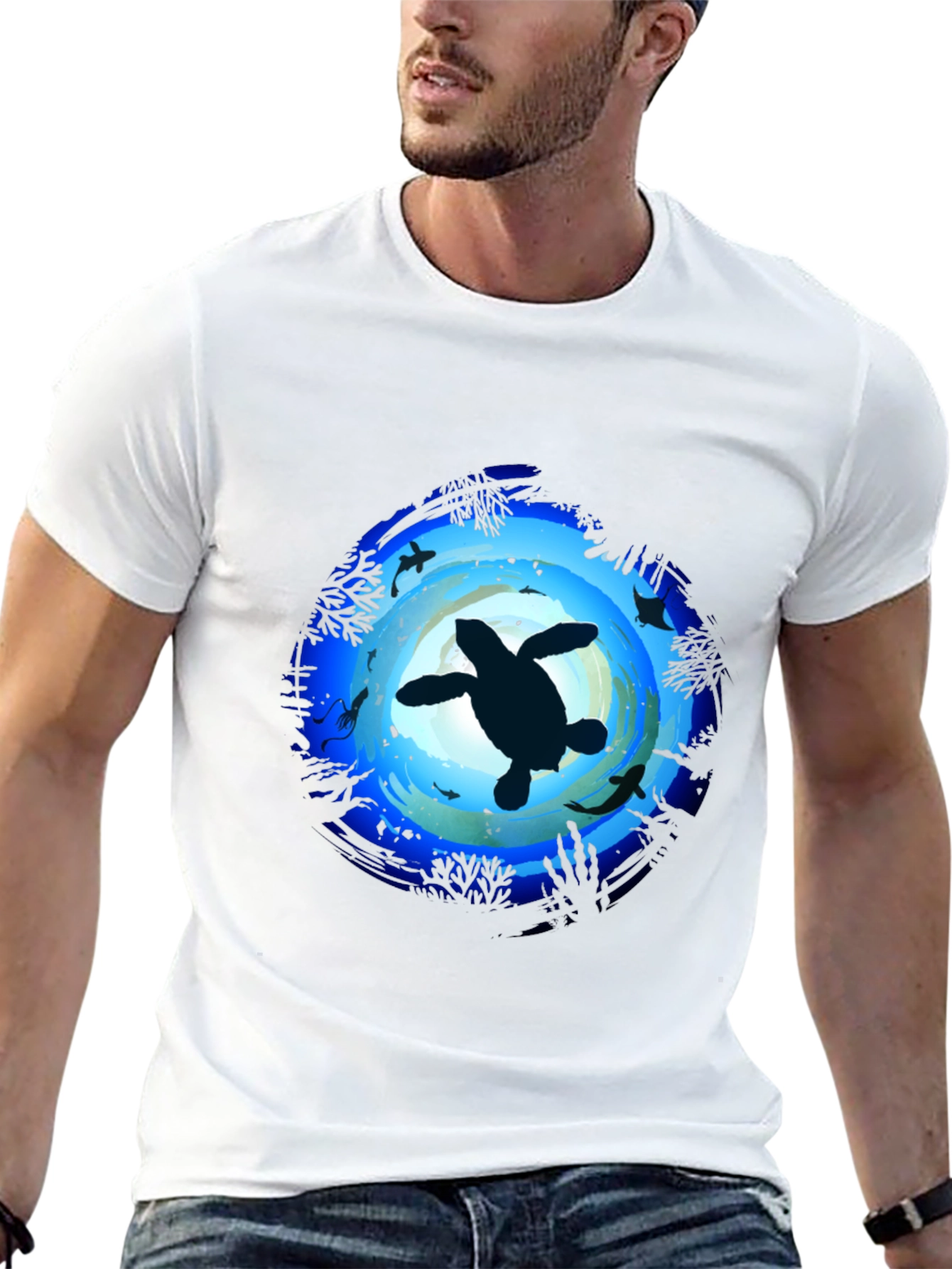 Ocean Turtle Graphic Tee - Mens Black T-Shirt
