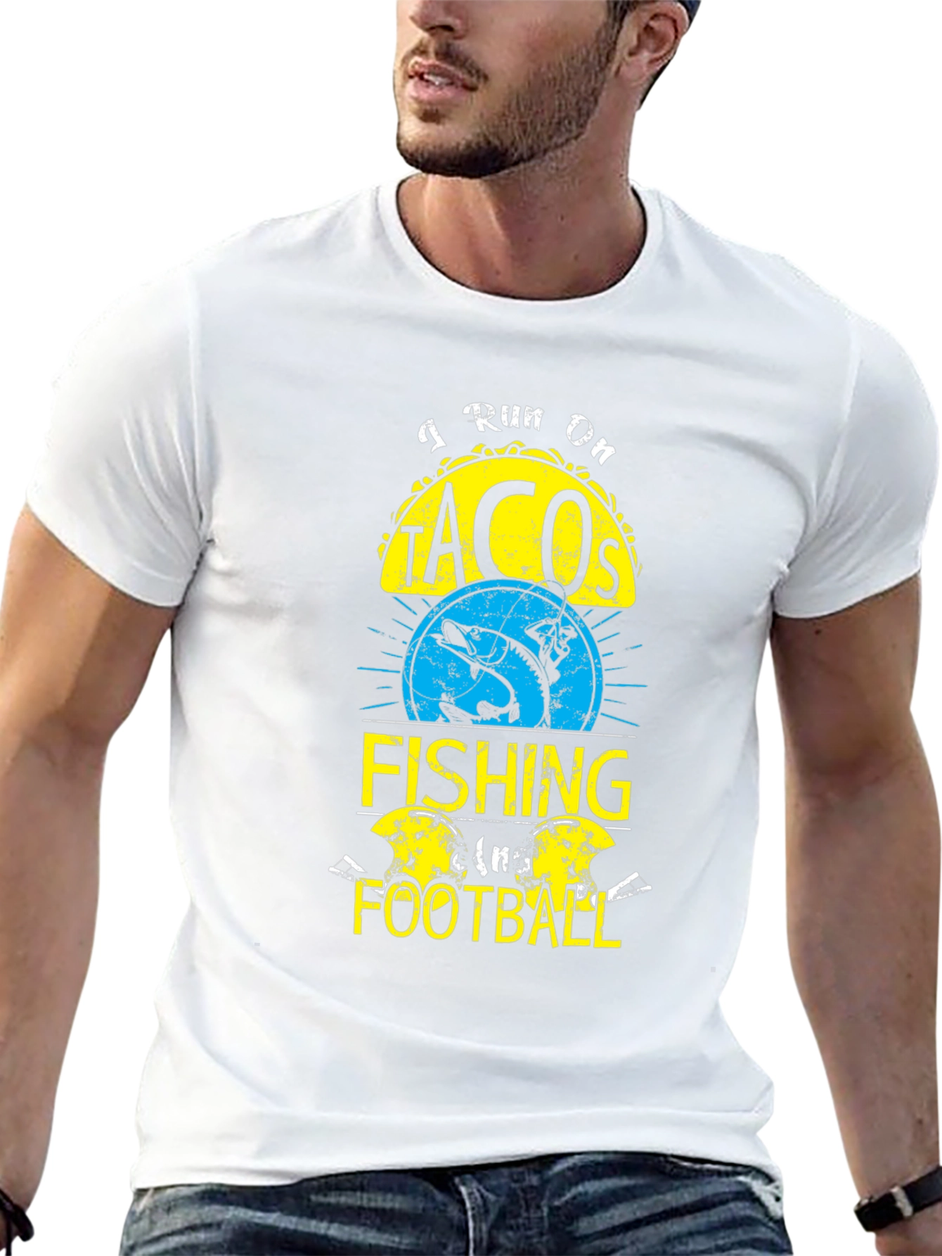 I Run On Tacos Fishing and Football T-Shirt
