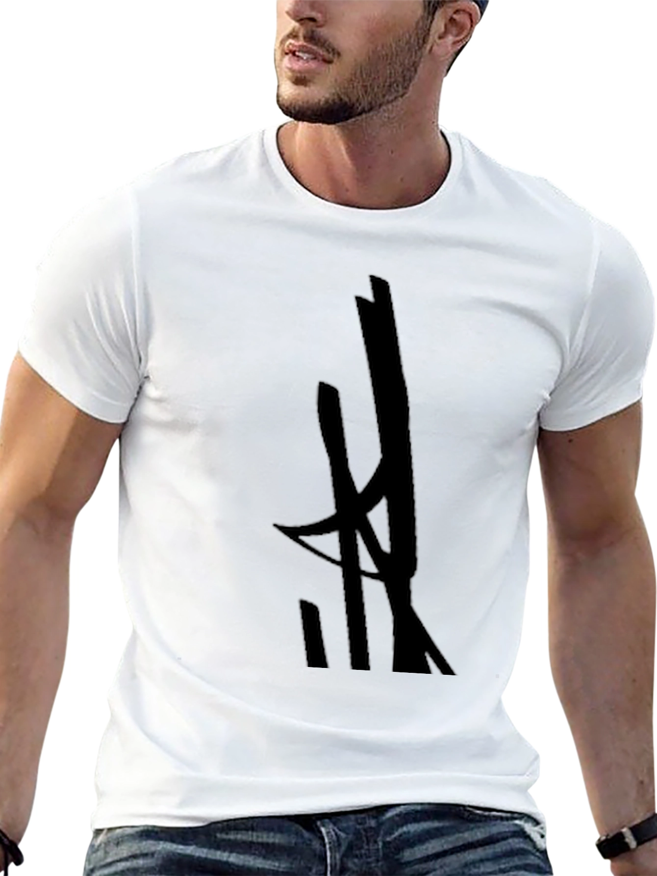 Mens Black Graphic Tee - Abstract Design
