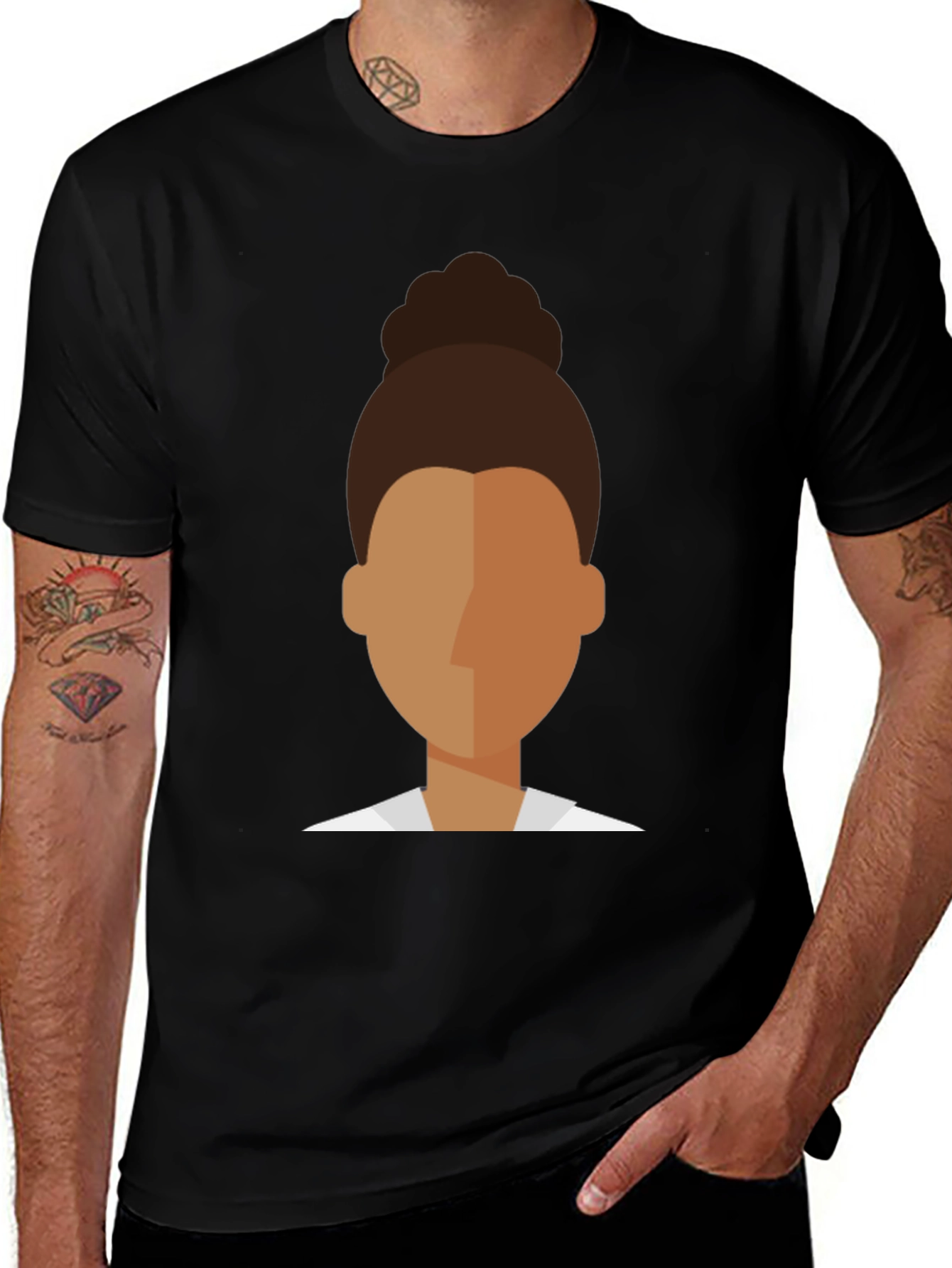 Abstract Face Black Graphic Tee