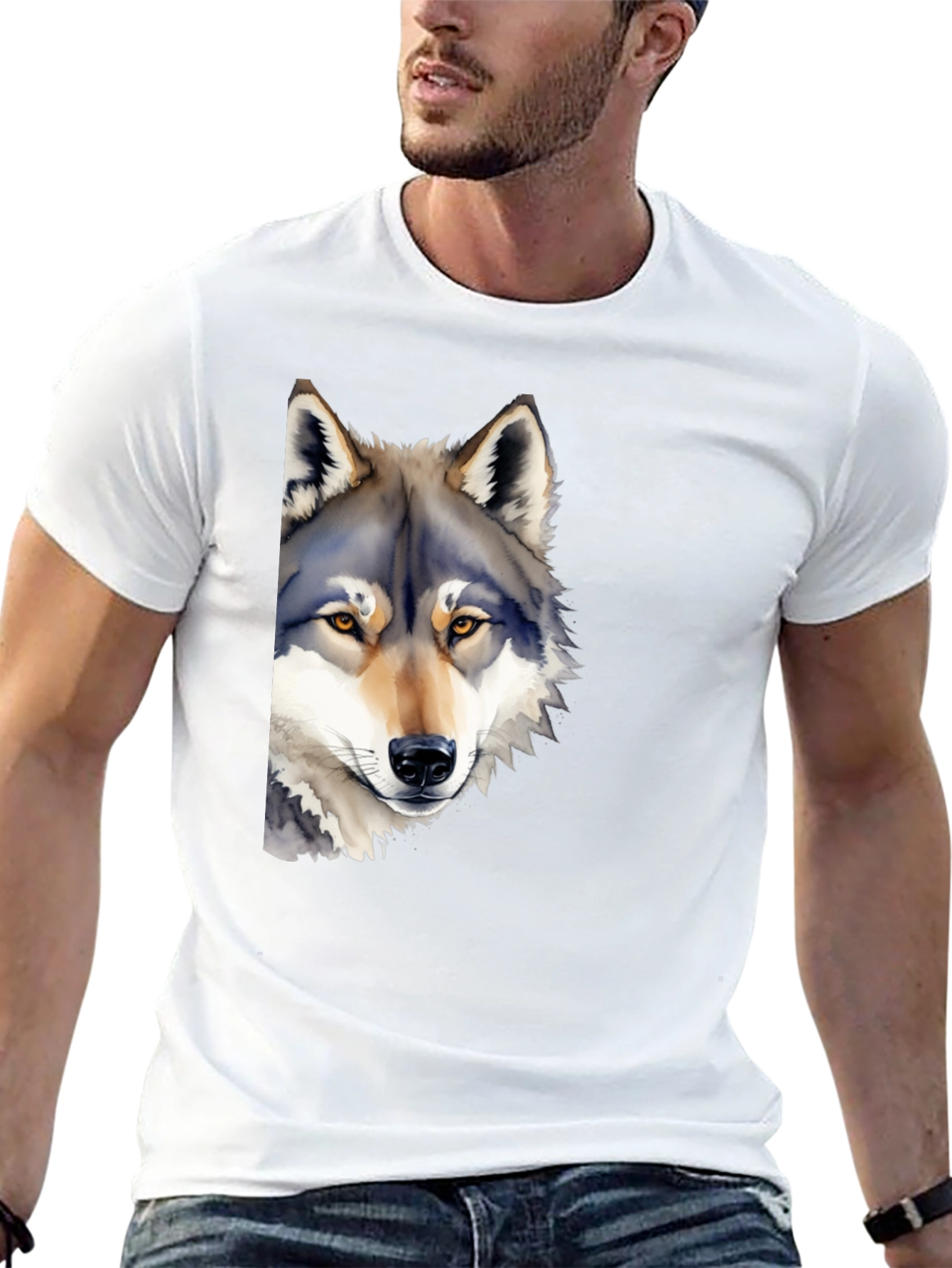 Wolf Graphic T-Shirt - Mens Black Crew Neck Tee