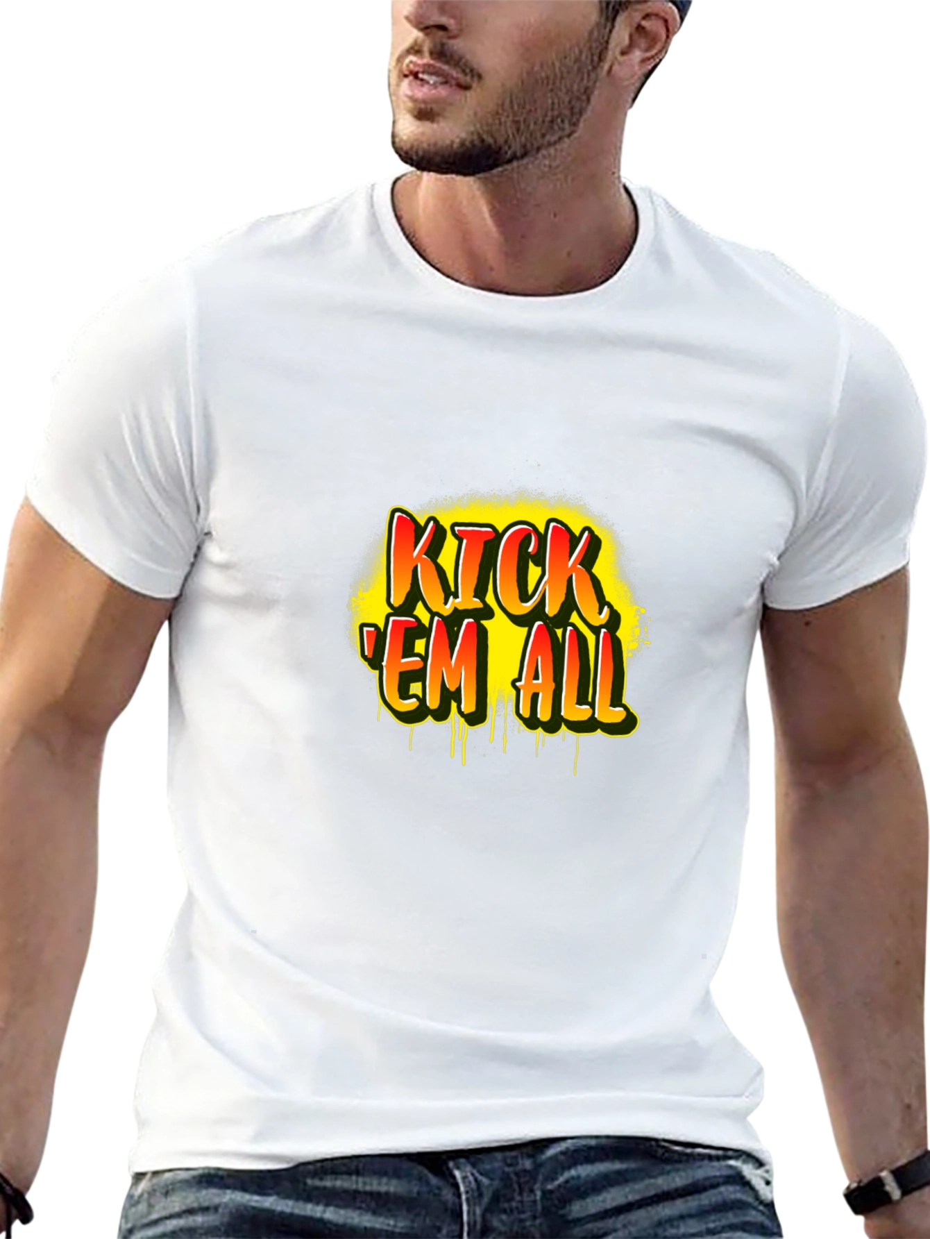 Kick Em All T-Shirt | Funny Sports Graphic Tee | Bold Statement Shirt | Gift for Sports Fans | Free Shipping $50+
