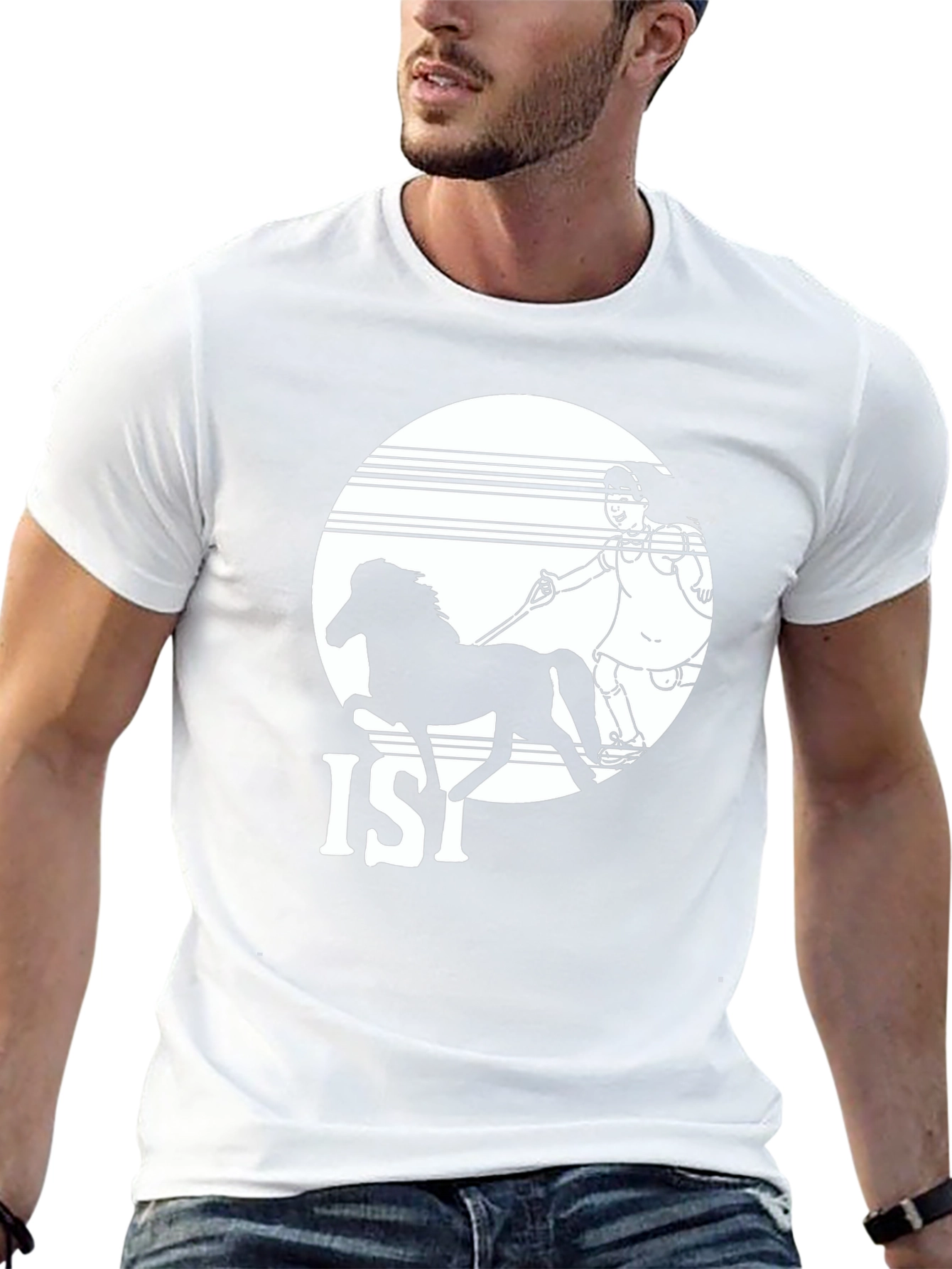 Black T-Shirt with Horse and Girl Graphic